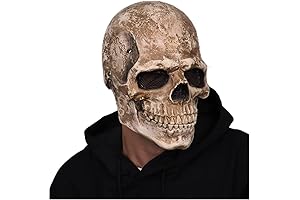 CosTribe Halloween Scary Creepy Full Head Skull Mask with Moving Jaw
