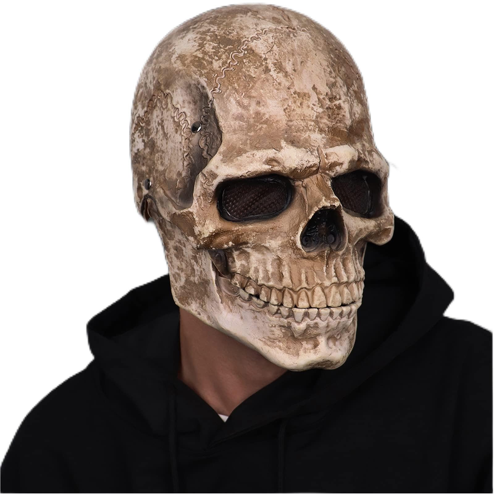 CosTribe Creepy Halloween Full Head Skull Mask with Moving Jaw Scary Latex Helmet with Movable Mouth for Cosplay Party Props. (Grey) (B09C64HNK4) Amazon Price History, Amazon Price Tracker