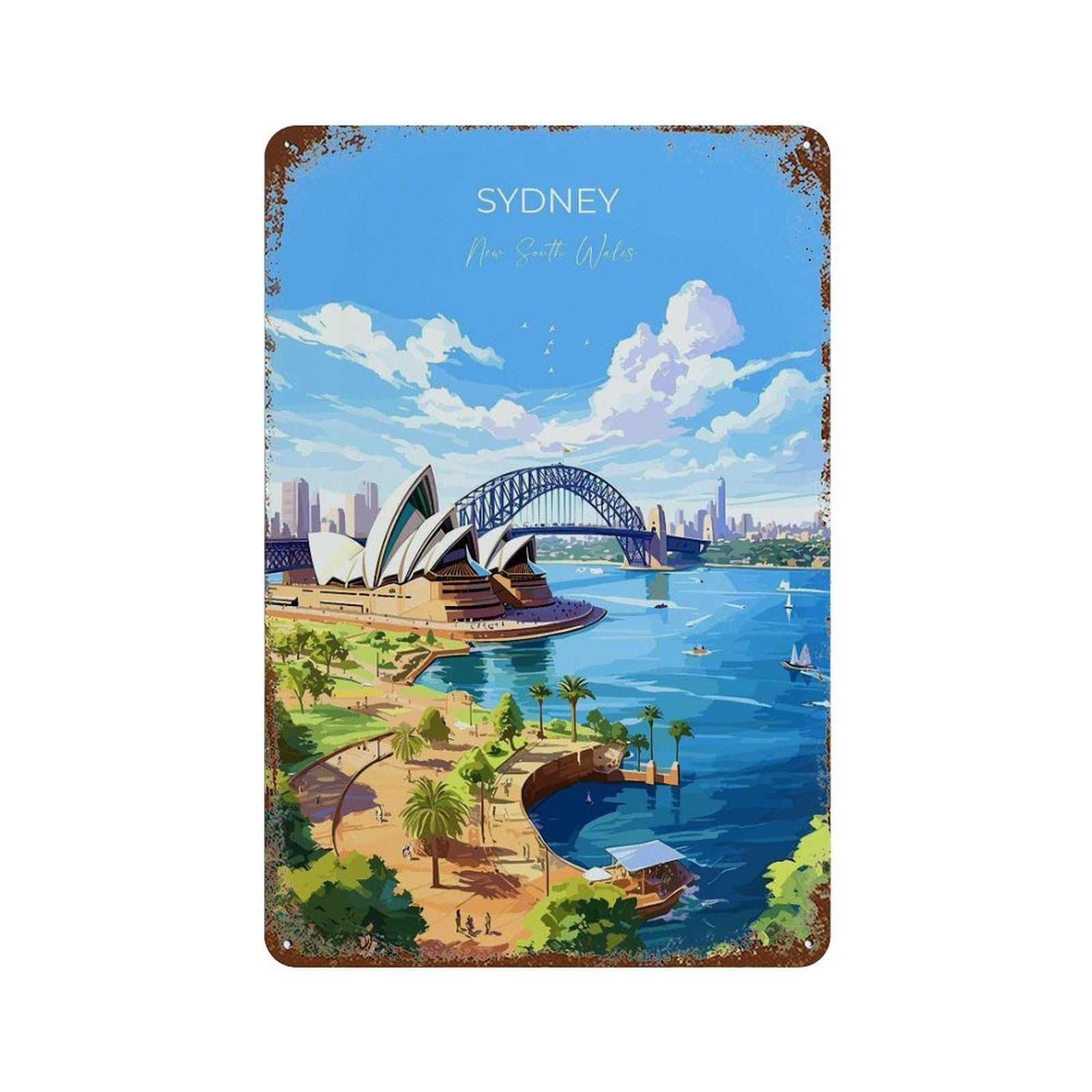 xiaoxiaoshen Sydney Travel of New South Wales Australia Lovers Gift Wall Decor Art Metal Tin Poster Modern Home Decor Art Home Bar Shop Decorations Vintage Sign 30x20cm