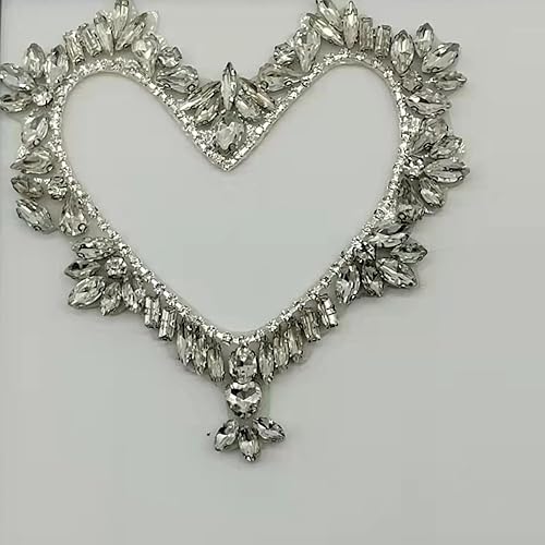 2 piezas de moda hecha a mano con cuentas de diamantes de imitación en forma de corazón pasta de tela para ropa accesorios parche costura a mano