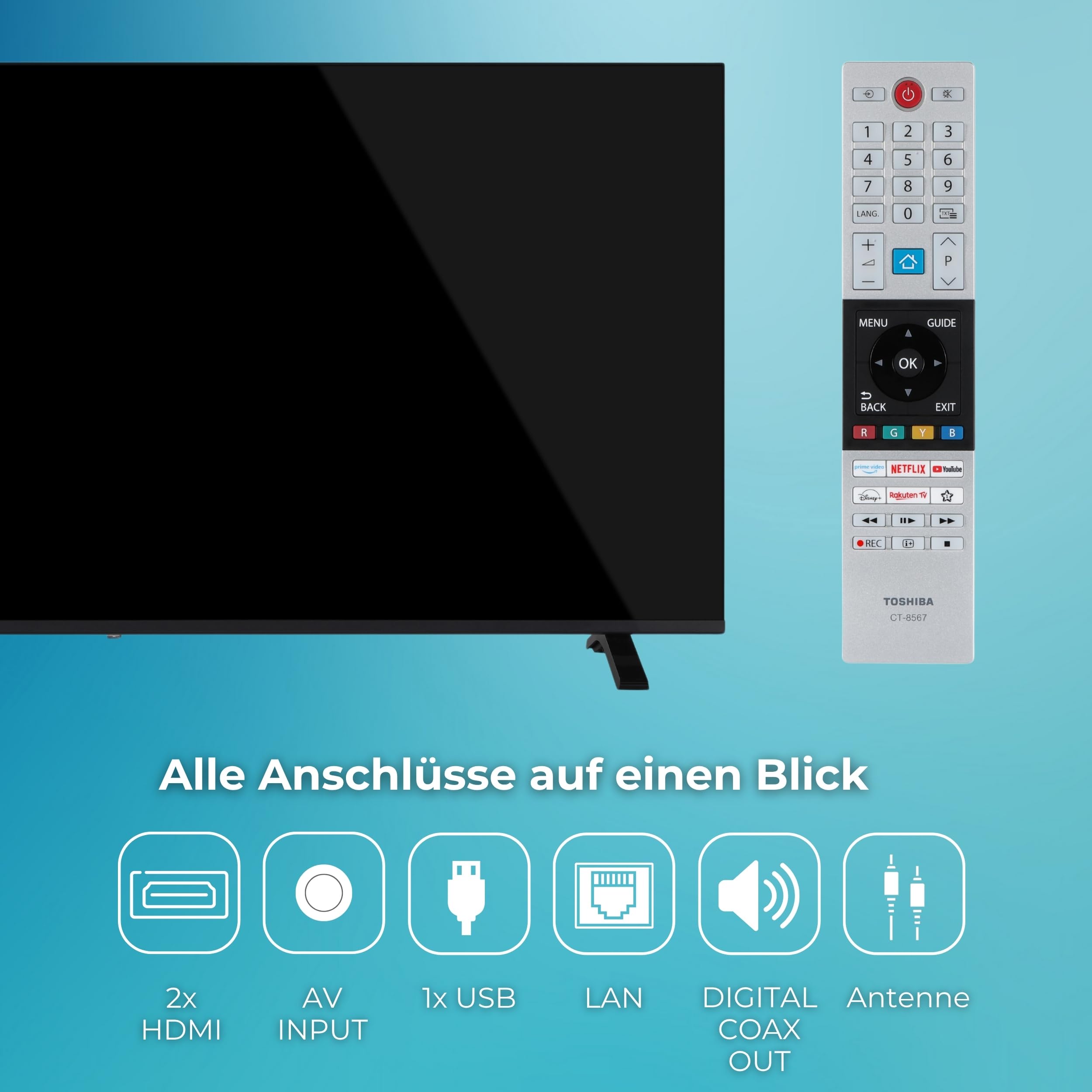 Toshiba 50UV1563DDW 50 Zoll Smart TV VIDAA - 4K UHD Fernseher mit Dolby Vision HDR, Triple-Tuner (DVB-C/S2/T2) und Streaming Apps, LED TV (2026)
