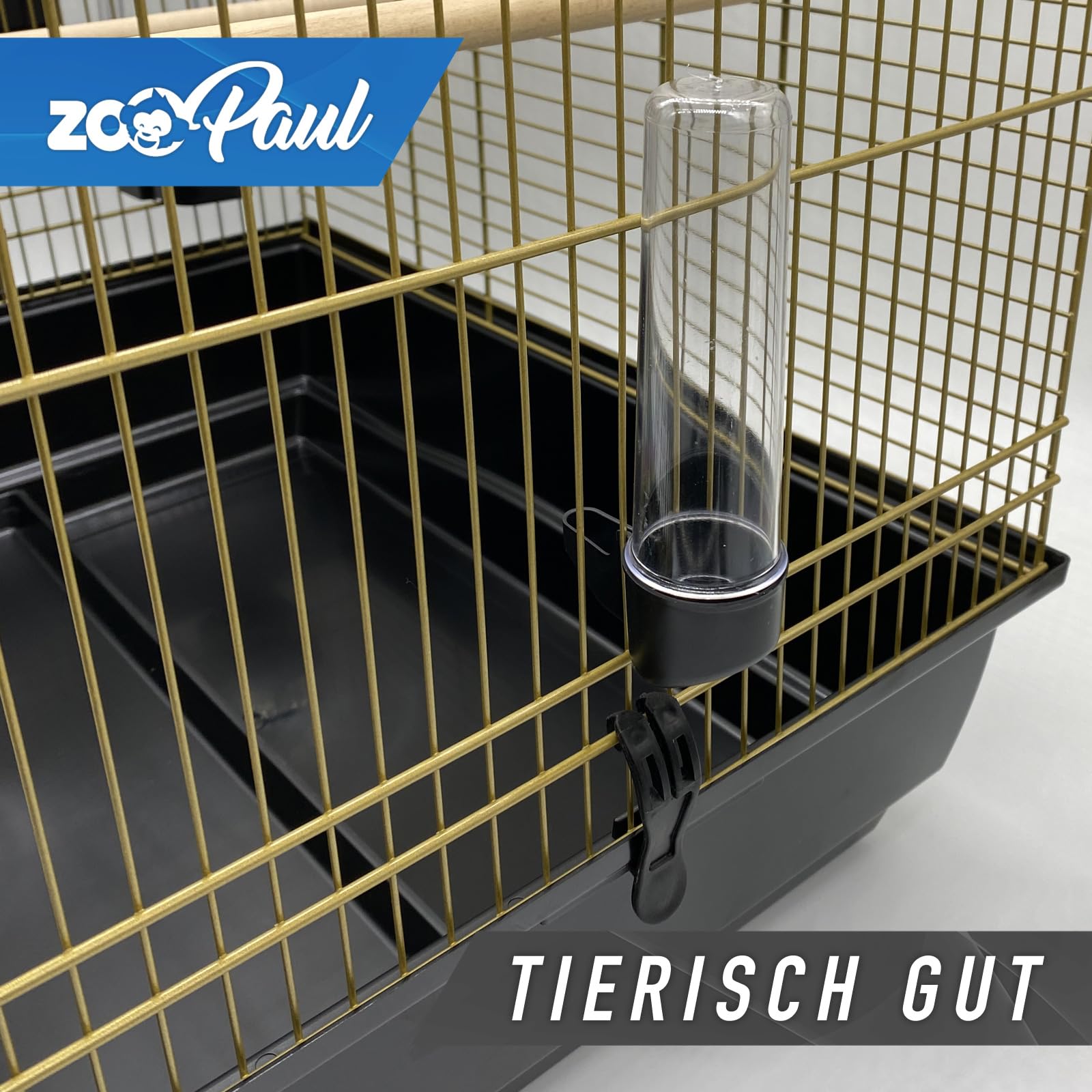 Zoopaul Vogelkäfig XXL Emma Cabrio schwarz Gold Wellensittiche Kanarien mit Trinkröhrchen Badehaus usw.