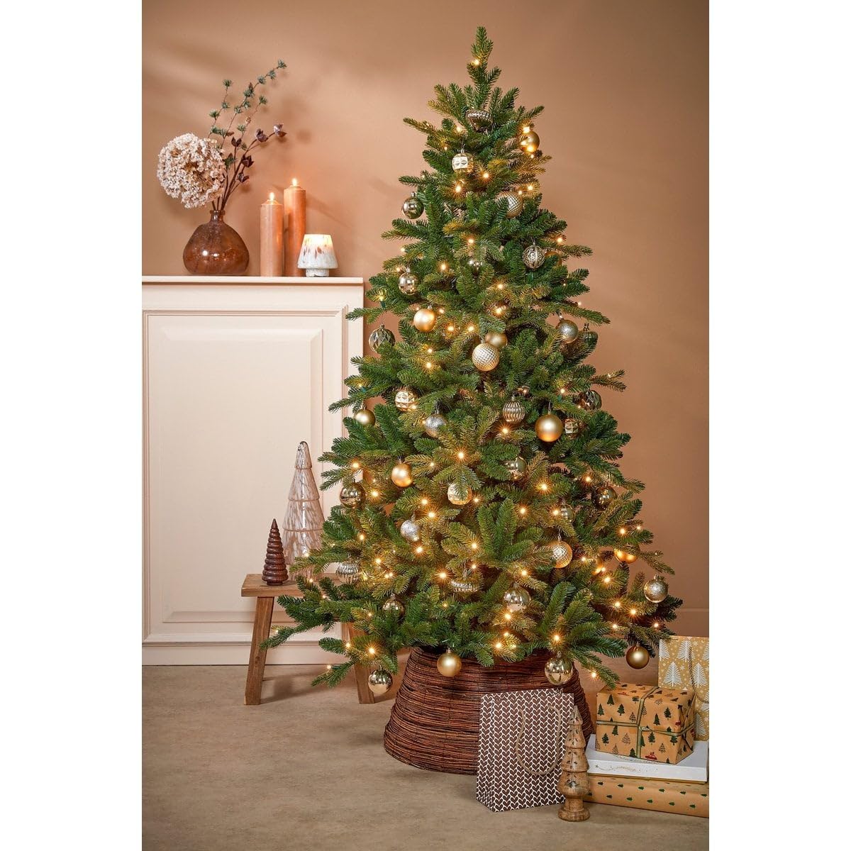 Weihnachtskugel Set Enthält Recyceltes Polystyrol, Unzerbrechlich, Weihnachtsbaum Dekoration, Christbaumschmuck, Für Kinder Haustiere, Champagne, 60 Stück Ø7 cm