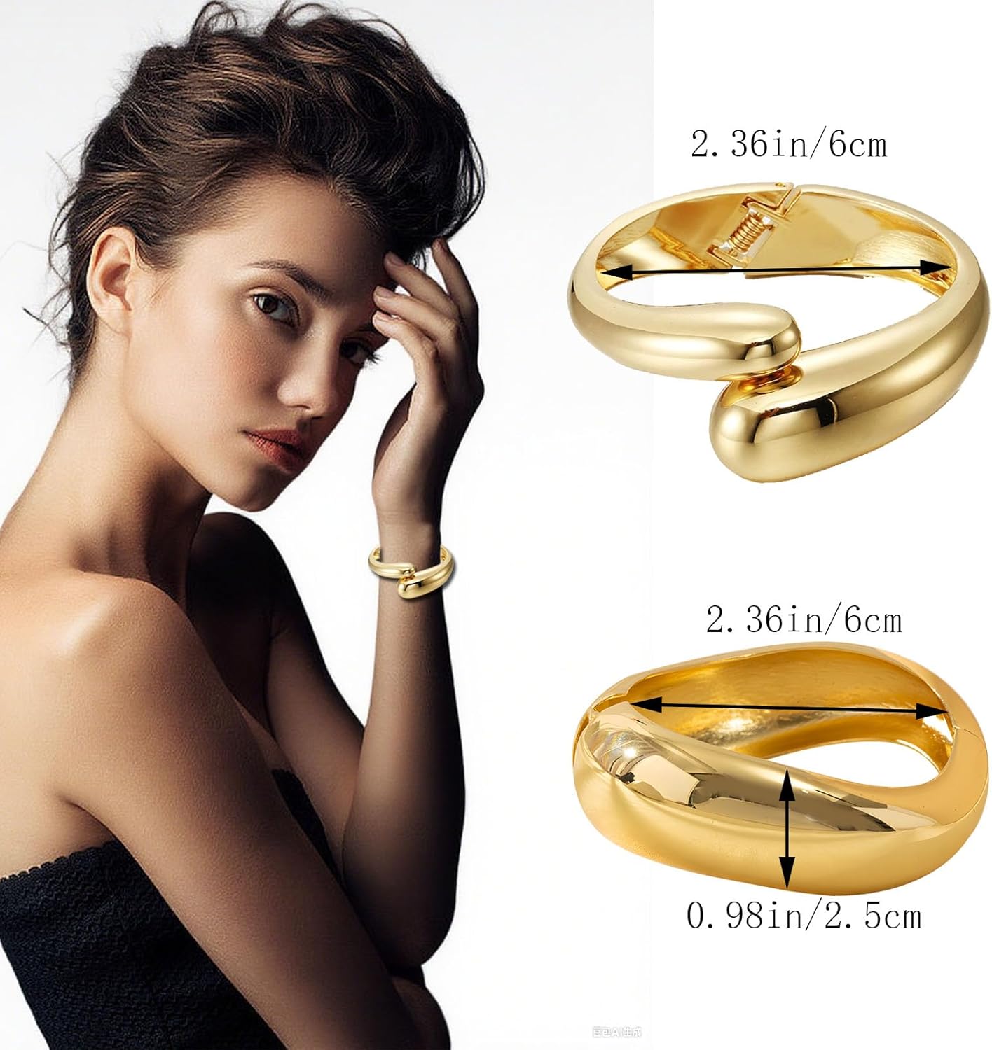 KOLODOGO 4PCS Gold Cuff Bracelets for Women Hypoallergenic Wide Stackable Bangles 14K Gold Plated Chunky Bracelet for Wedding Party Prom - Image 6