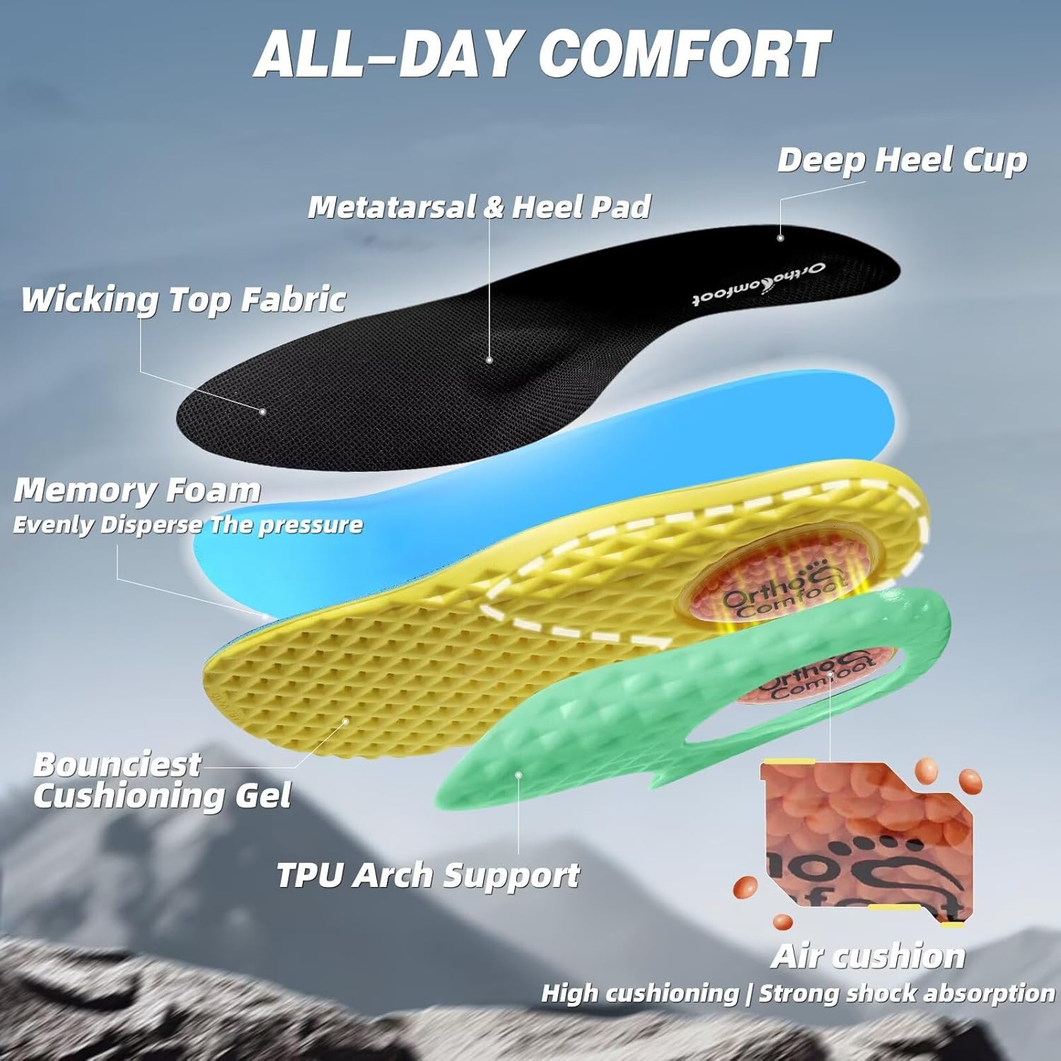 OrthoComfoot Women's Orthopedic Wide Plantar Fasciitis Trail Shoes: Comfortable Diabetic Arch Support Orthotic Flat Feet Running Sneakers, Casual Non Slip Hiking Shoes for Foot Heel and Pain Relief - Image 5