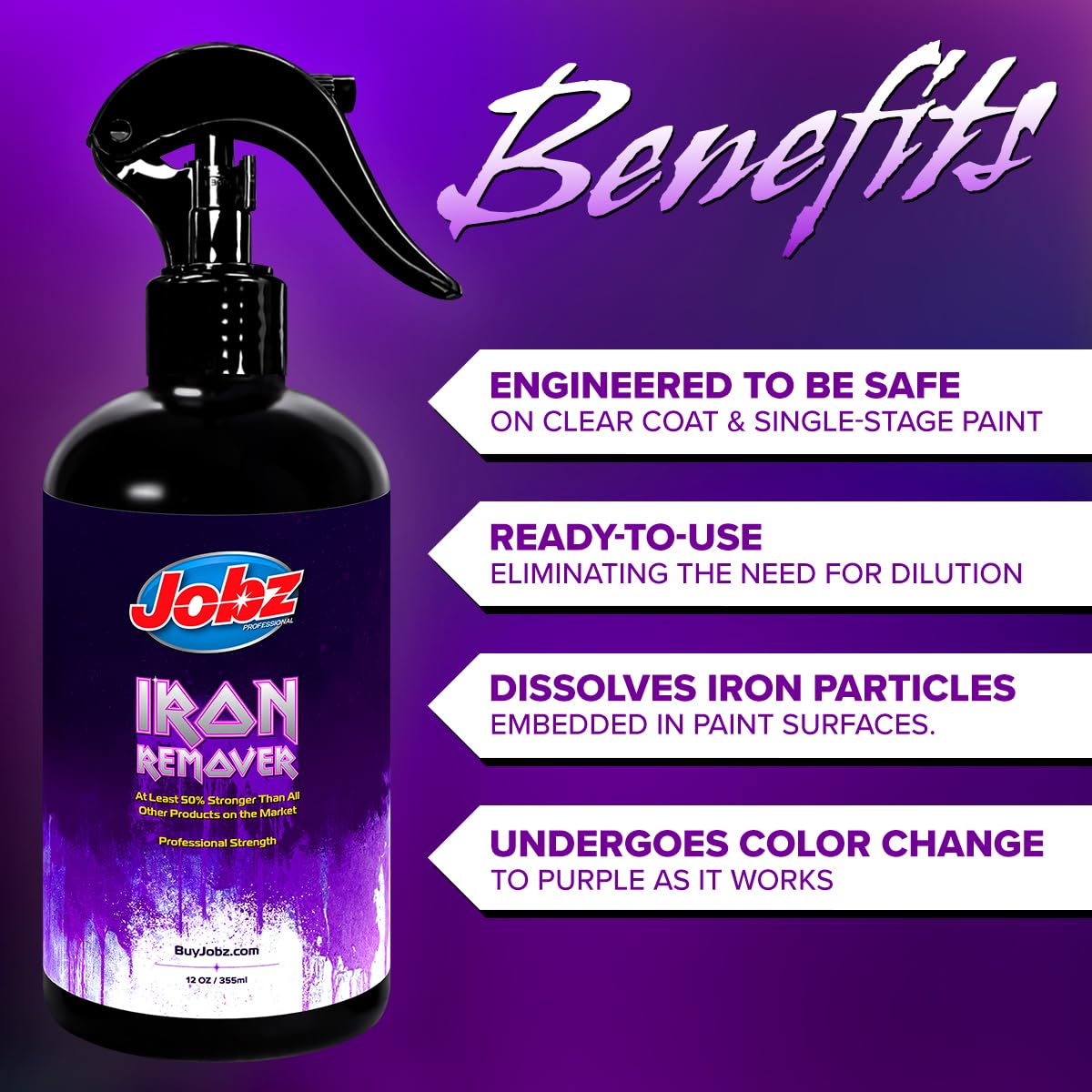 Jobz Professional Iron Remover and Rust Spot Spray for Car Detailing | 2 Pack | Effortlessly Eliminate Iron Deposits from Your Car's Paint | Strong Brake Rust and Vehicle Rust Remover