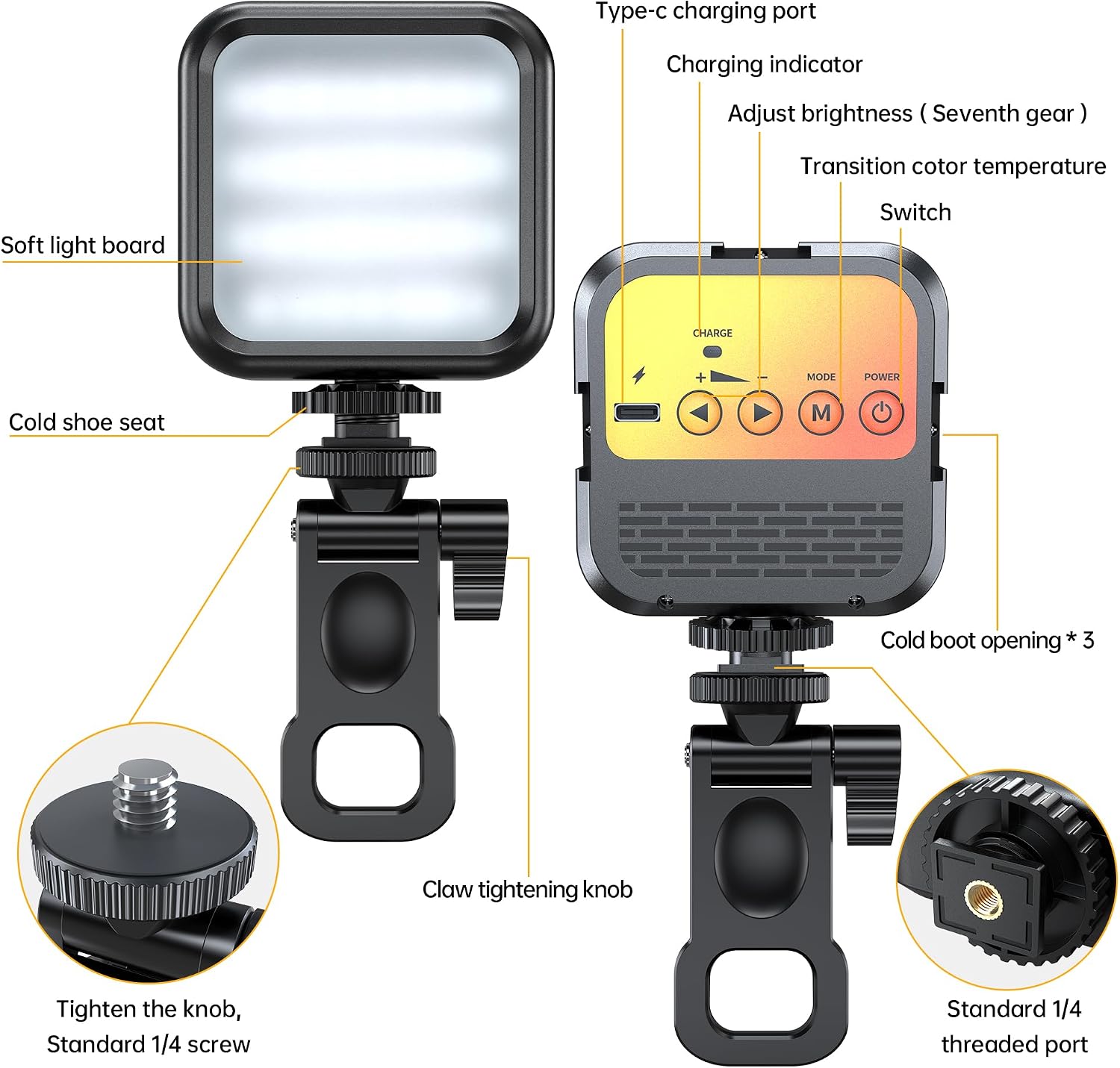 Pixel Selfie Light Conference Lights LED Adjusted 3 Modes Rechargeable Clip Fill Video Lighting with Front Video Phone Camera for iPhone Android iPad Laptop Makeup TikTok