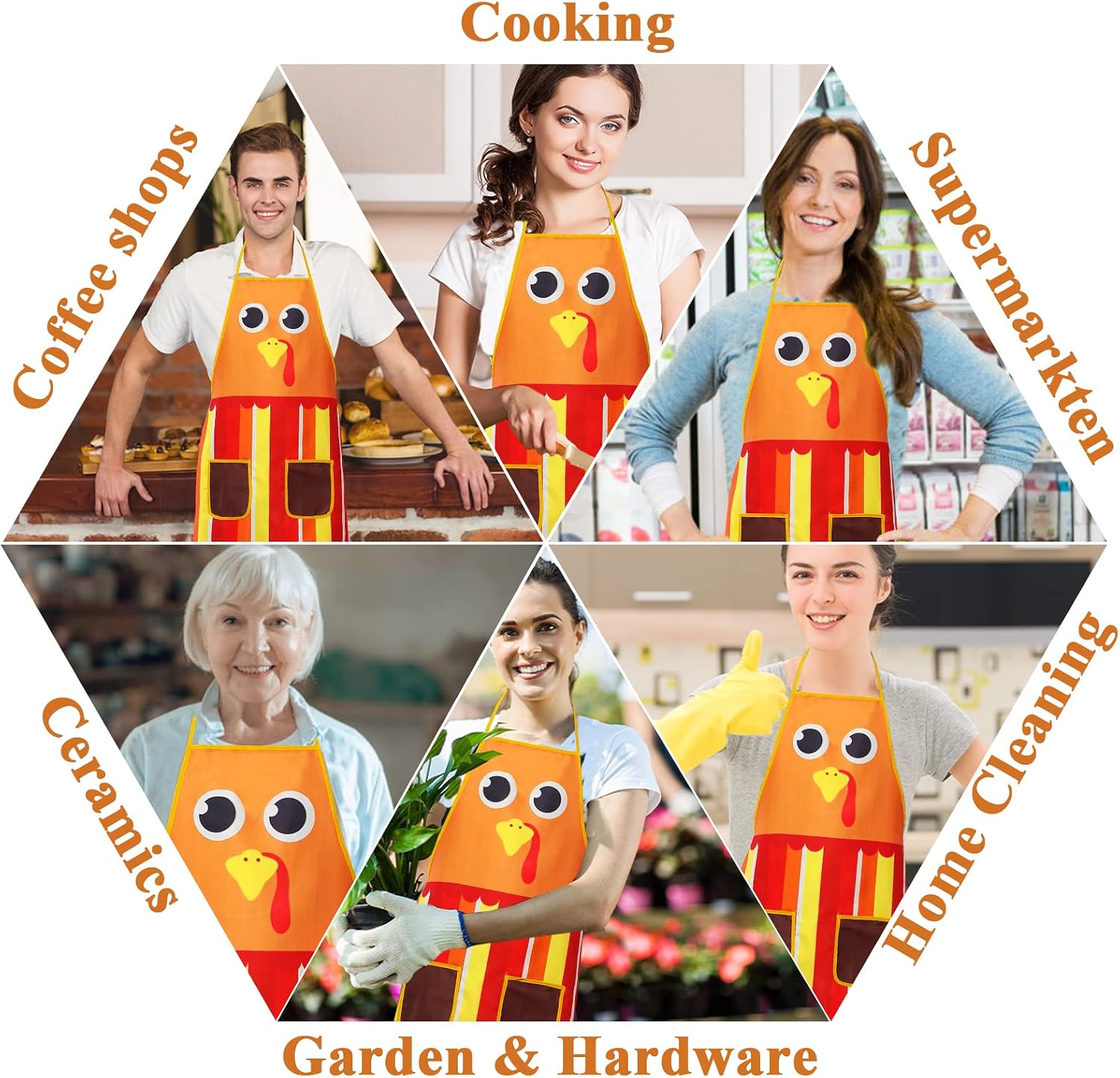 chiazllta Fall Turkey Apron With Two Front Pockets - Gobble One Size Fits Most Adults - Thanksgiving Friendsgiving Cooking Chef Apron for Holiday, Party, Kitchen Gift