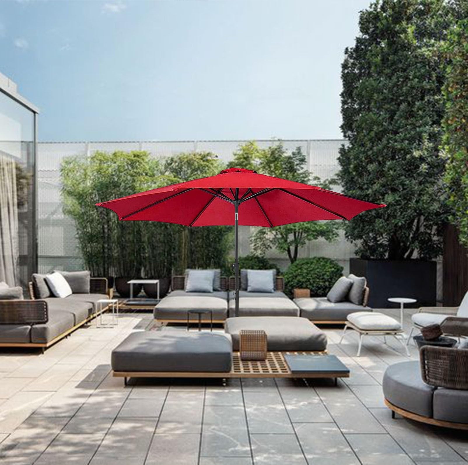 Copertura di ricambio per ombrellone da giardino in tessuto impermeabile da 3 m, per 6/8 stecche da patio, baldacchino di ricambio per ombrellone a sbalzo rosso, accessorio per mobili da esterno