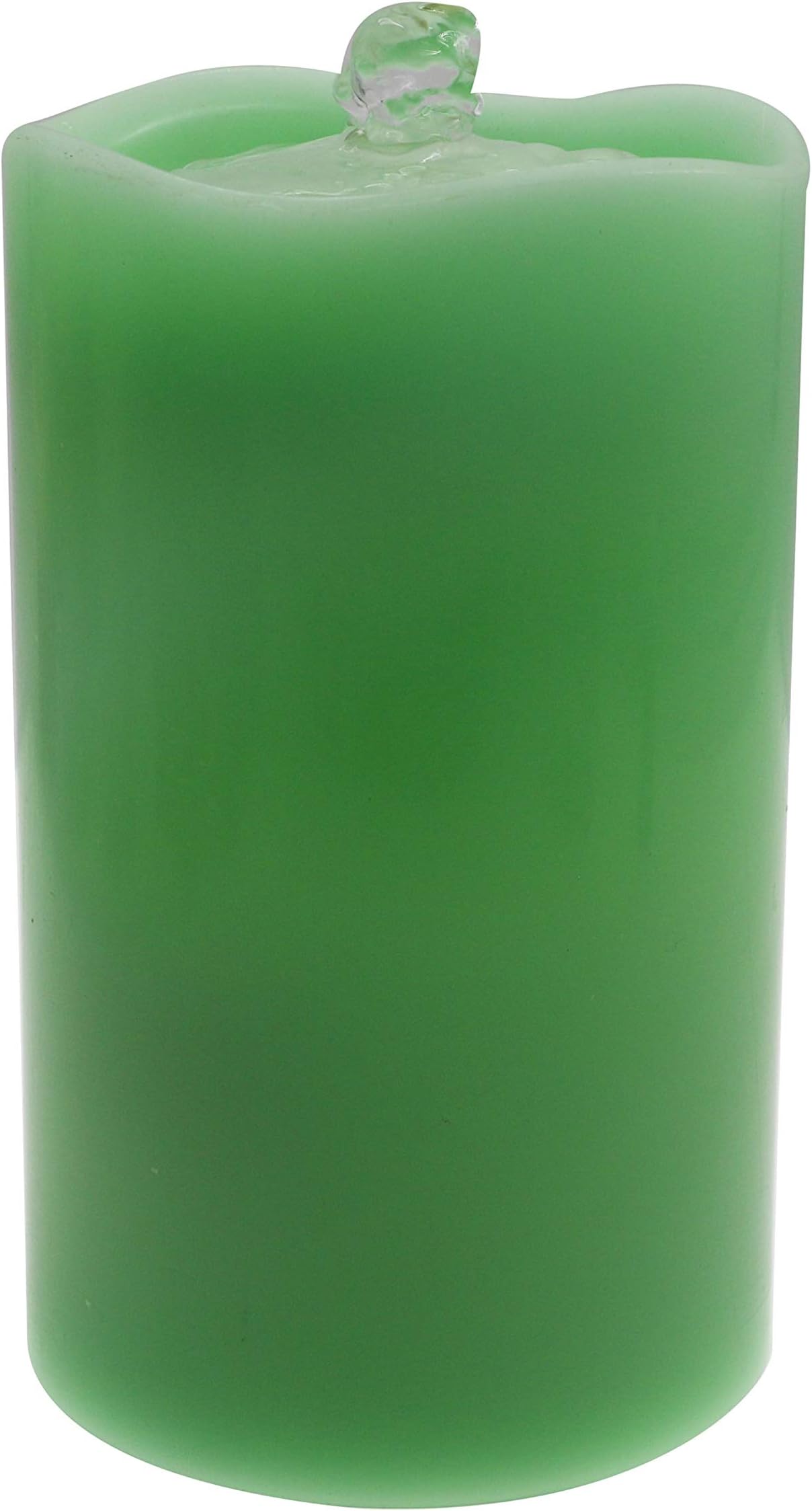 Real Wax Indoor Water Fountain Candles with Rechargeable Function,Water Wick Pillar Candle Tabletop Fountain,Green Color,Pack of 1