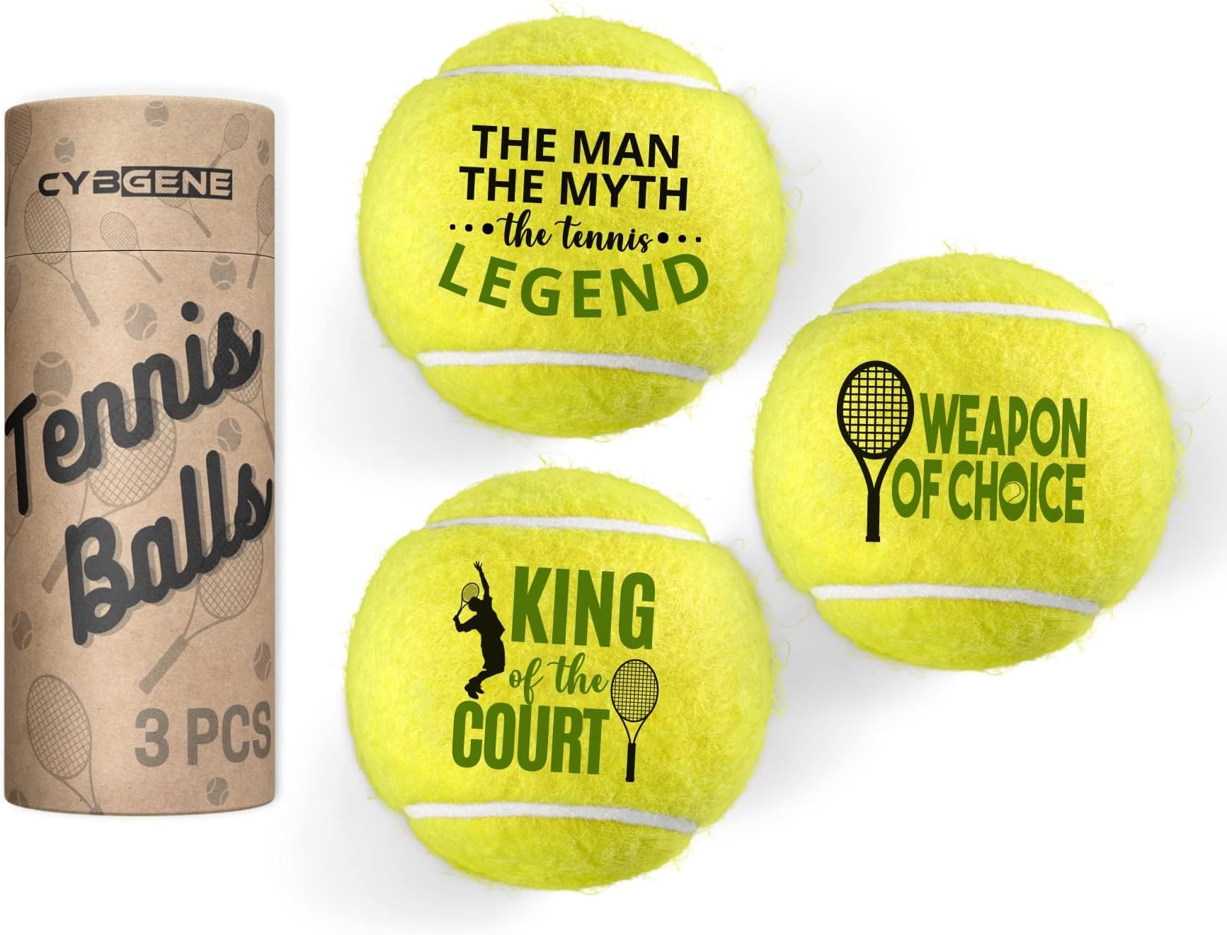 Tennis Gifts, Set of 3 Unique Tennis Balls with Gift Package, Perfect for Tennis Teammate, Partners - Men