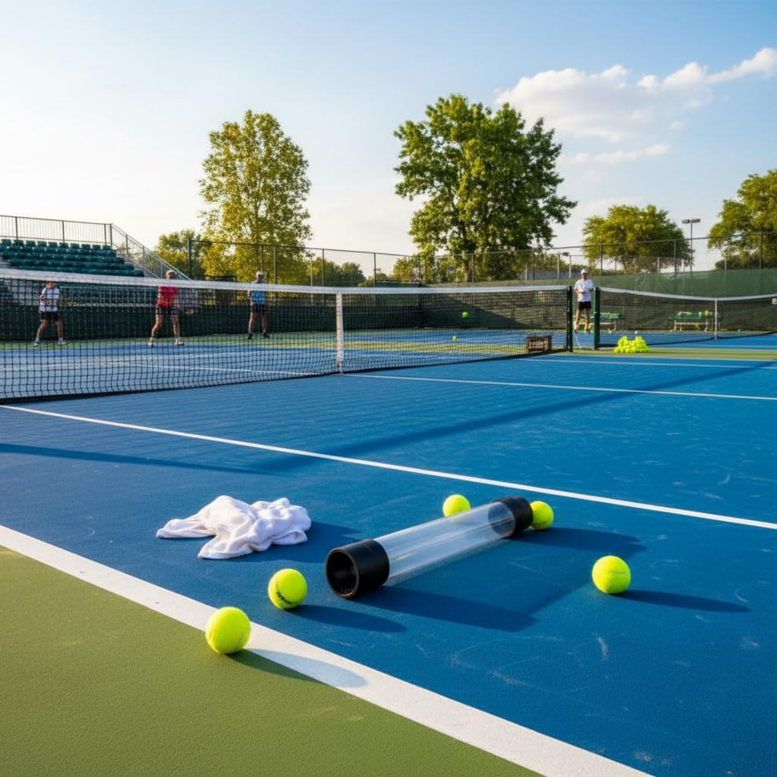 Milageto Sammler Tennissammler Ballröhre Ballaufnehmer mit Teleskoprohr Und Gummibändern aus für Effizientes Einsammeln Und Kompakte Aufbewahrung für Tennisschule Hobbyspieler Trainingsplatz