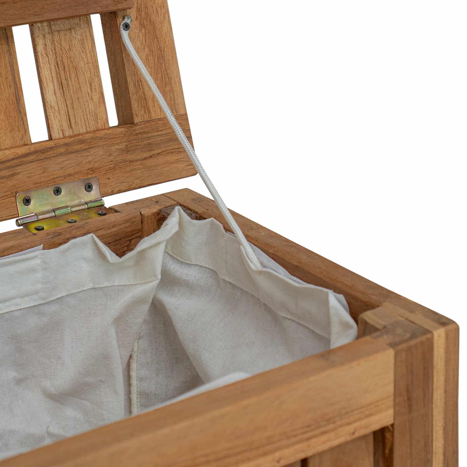 Wäschekorb Rechteckig 50 x 35 x 60 cm Massivholz Teak | Massives Teakholz, geschlitztes Muster für Belüftung, robuste Struktur, einfache Pflege mit feuchtem Tuch