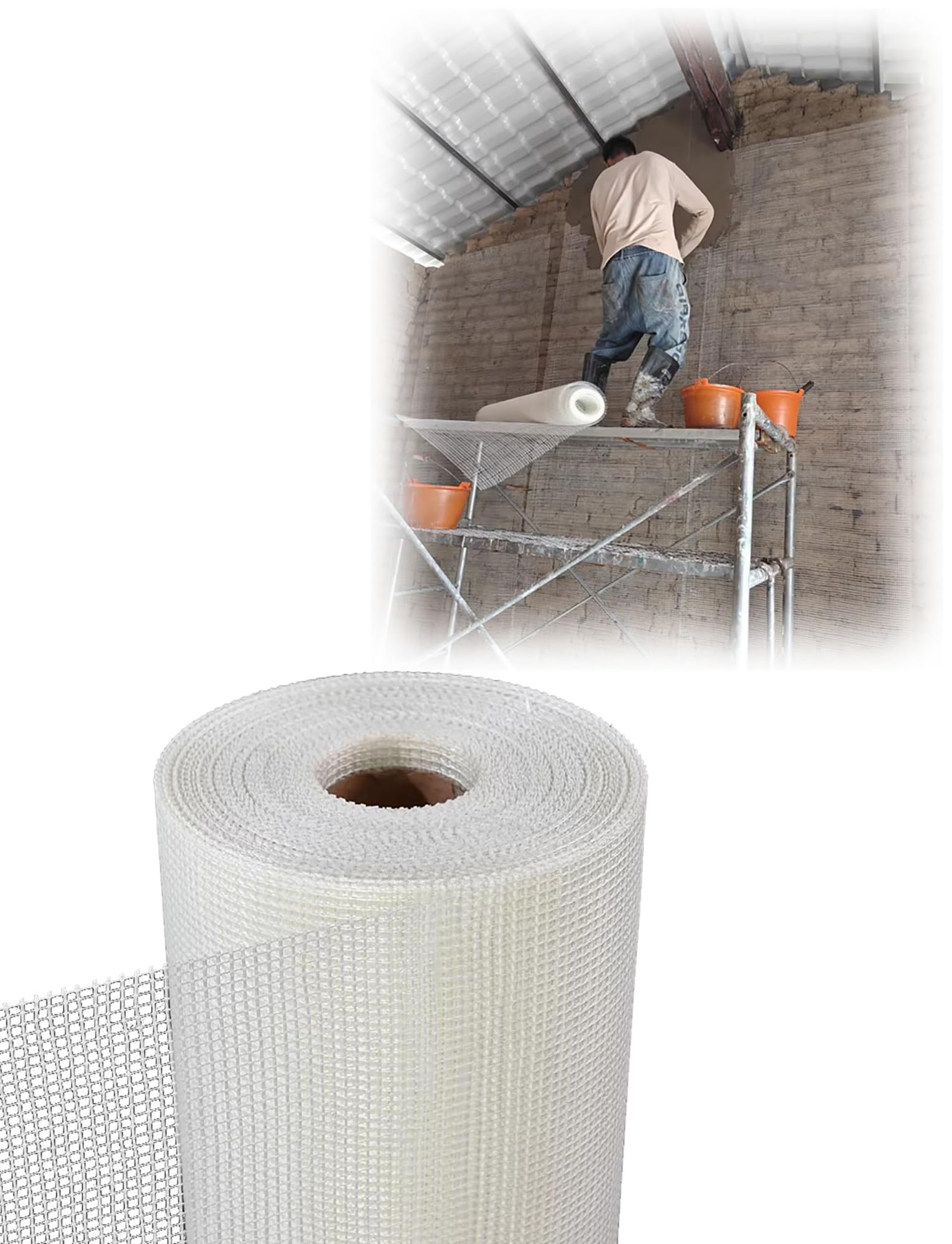 Rete in Fibra di Vetro per Intonacatura e Rinforzo Muri – Anticrack, Resistente agli Alcali, Impermeabile per Riparazioni di Posa, Soffitti e Pareti Esterne(100g/㎡-1x30 meters)