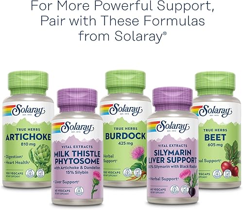Miniatura 8 de SOLARAY Extracto de semilla de cardo mariano de 350 mg garantizado para contener 80% de silimarina, soporte hepático tradicional, vegano y