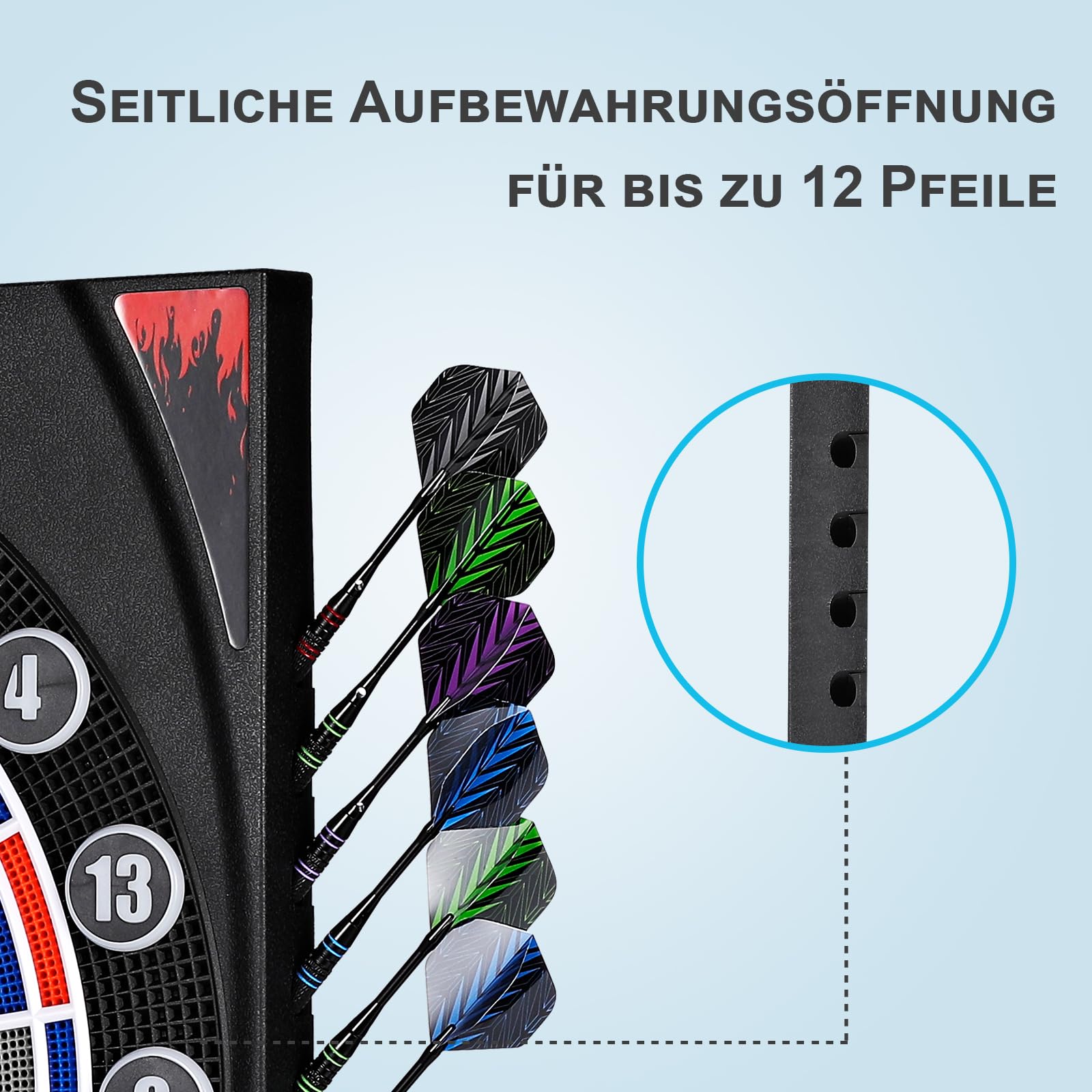 Elektronische Dartscheibe, elektrische Dartscheibe für Erwachsene, Zwei Lautsprecher mit automatischer Sprachansage, High-Definition-LCD-Display, inklusive 12 Soft-Tip-Darts