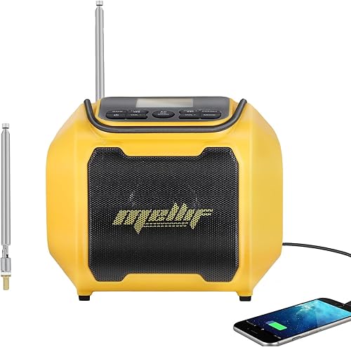 Miniatura 9 de Mellif Altavoz de radio AMFM para batería de 20 V inalámbrico al aire libre TWS altavoz de emergencia radio meteorológica SOS y graves pesados,