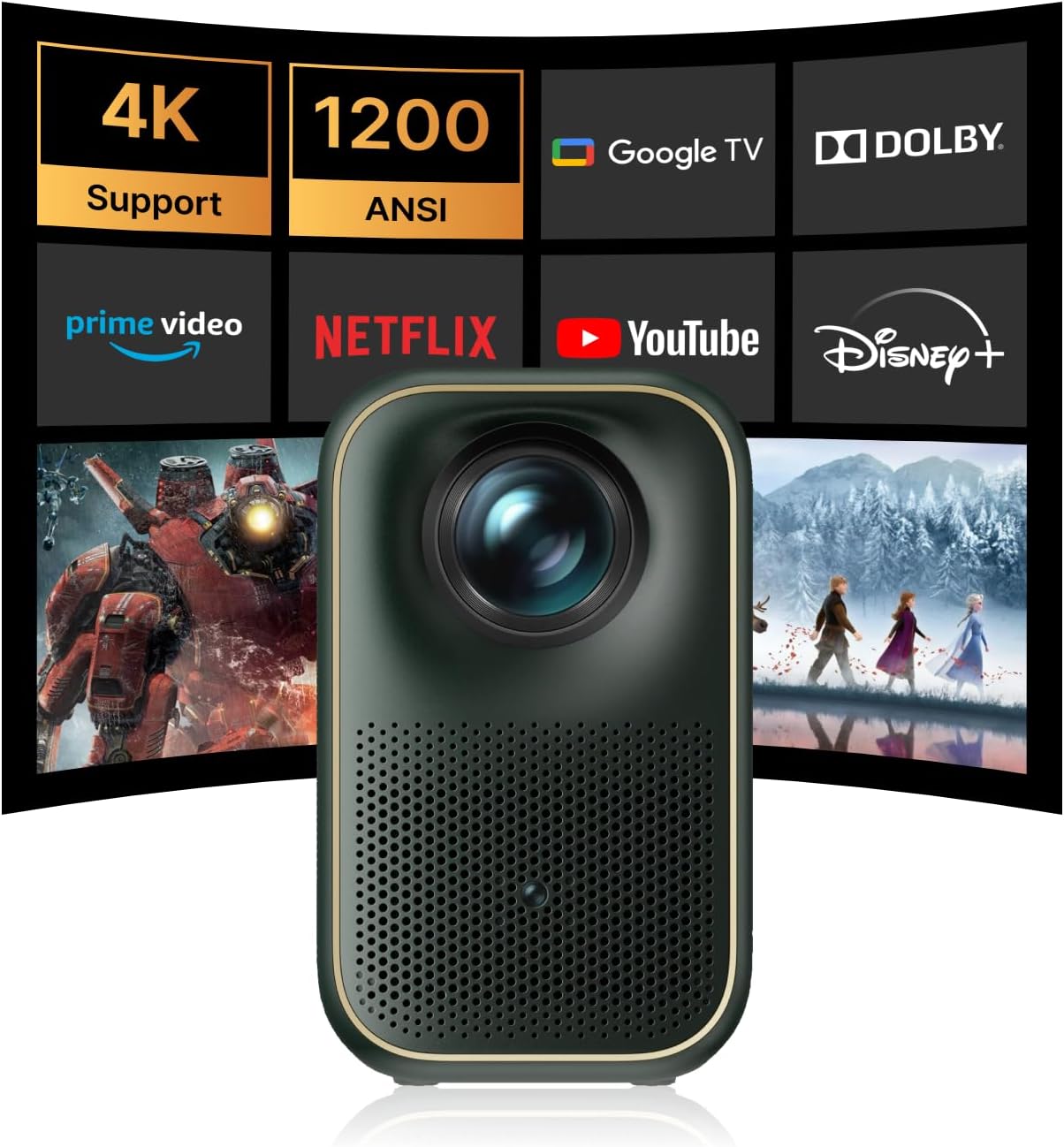 Projecteur Intelligent Wielio 2025 - WiFi/Bluetooth, Android Intégré, 1080p Natif, 350 ANSI - Keystone Auto, Portable Pour Intérieur/extérieur