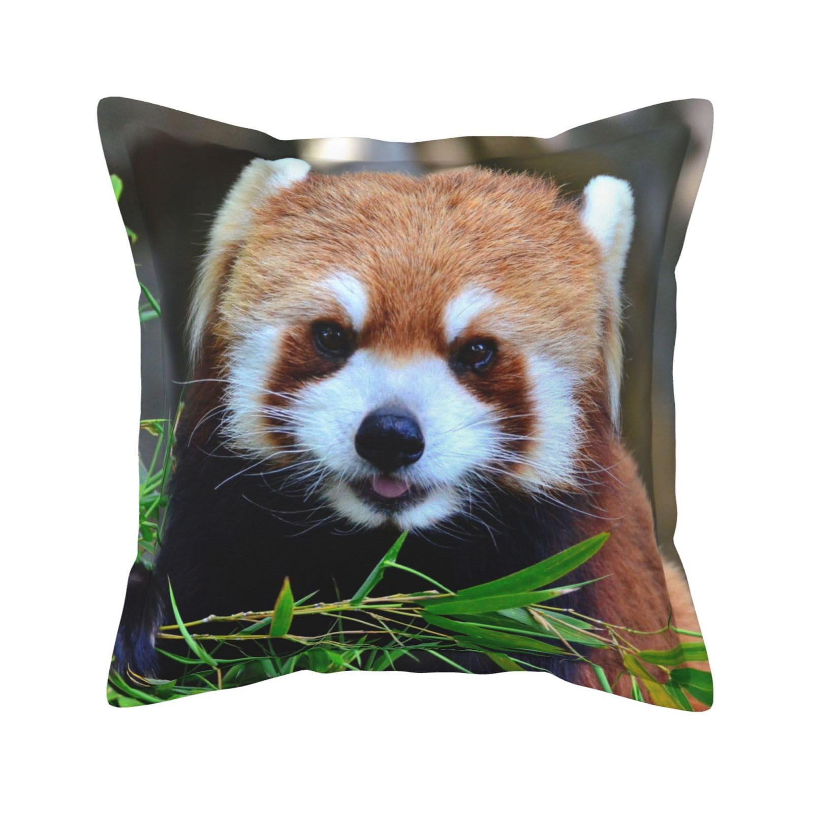 Housse de coussin extérieure panda rouge en cuir pour décorer un canapé ou une voiture
