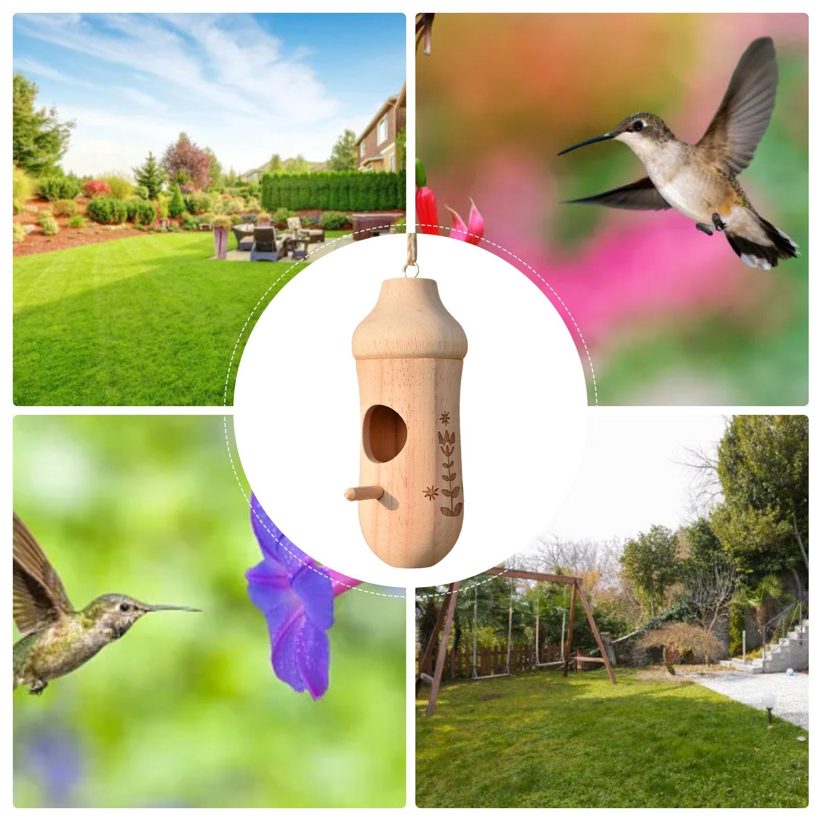 Kolibri-Häuser Aus Holz – 2 Stück, Zum Aufhängen Im Garten, Wetterfest, Mit Metallöse