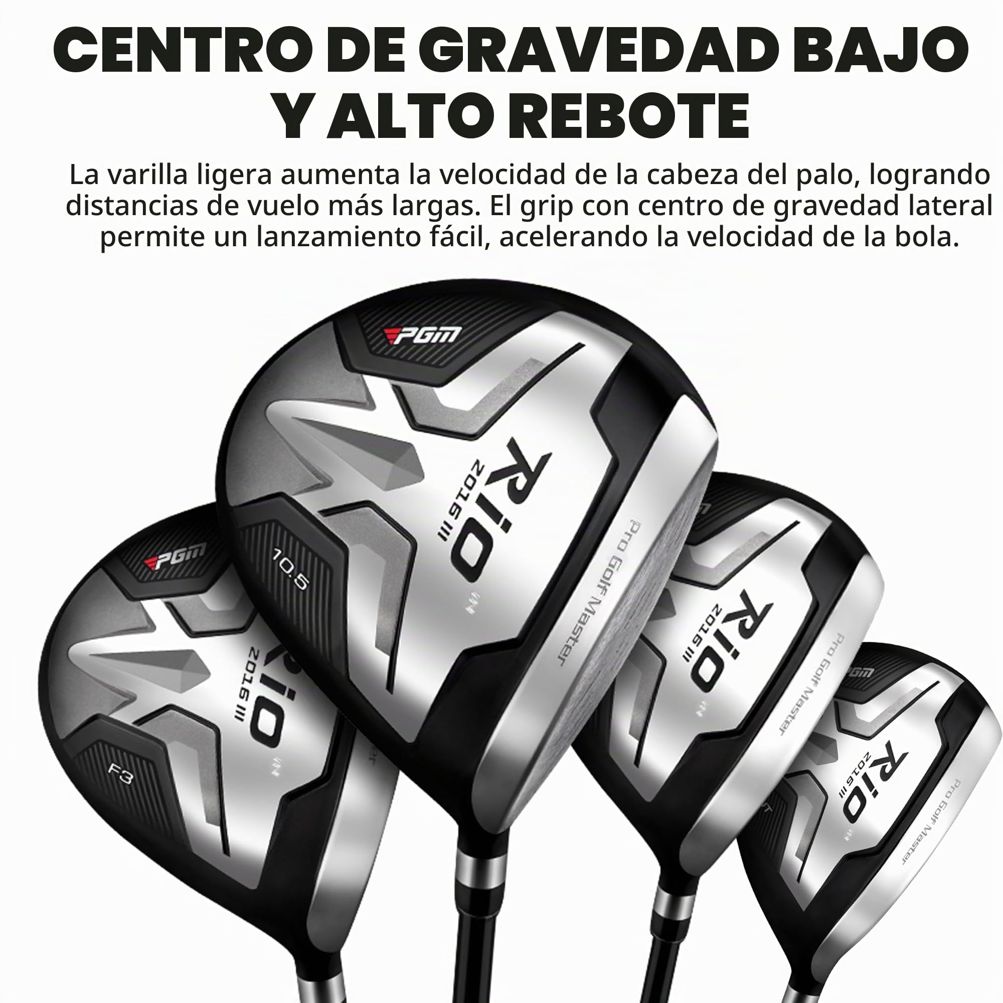 PGM Juego completo de palos de golf para hombre, 12 piezas, 3 maderas (#1,3,5), 1 híbrido (#4H), 6 hierros (#5, 6, 7, 8, 9, PW), 1 cuña de arena (52°), 1 putter