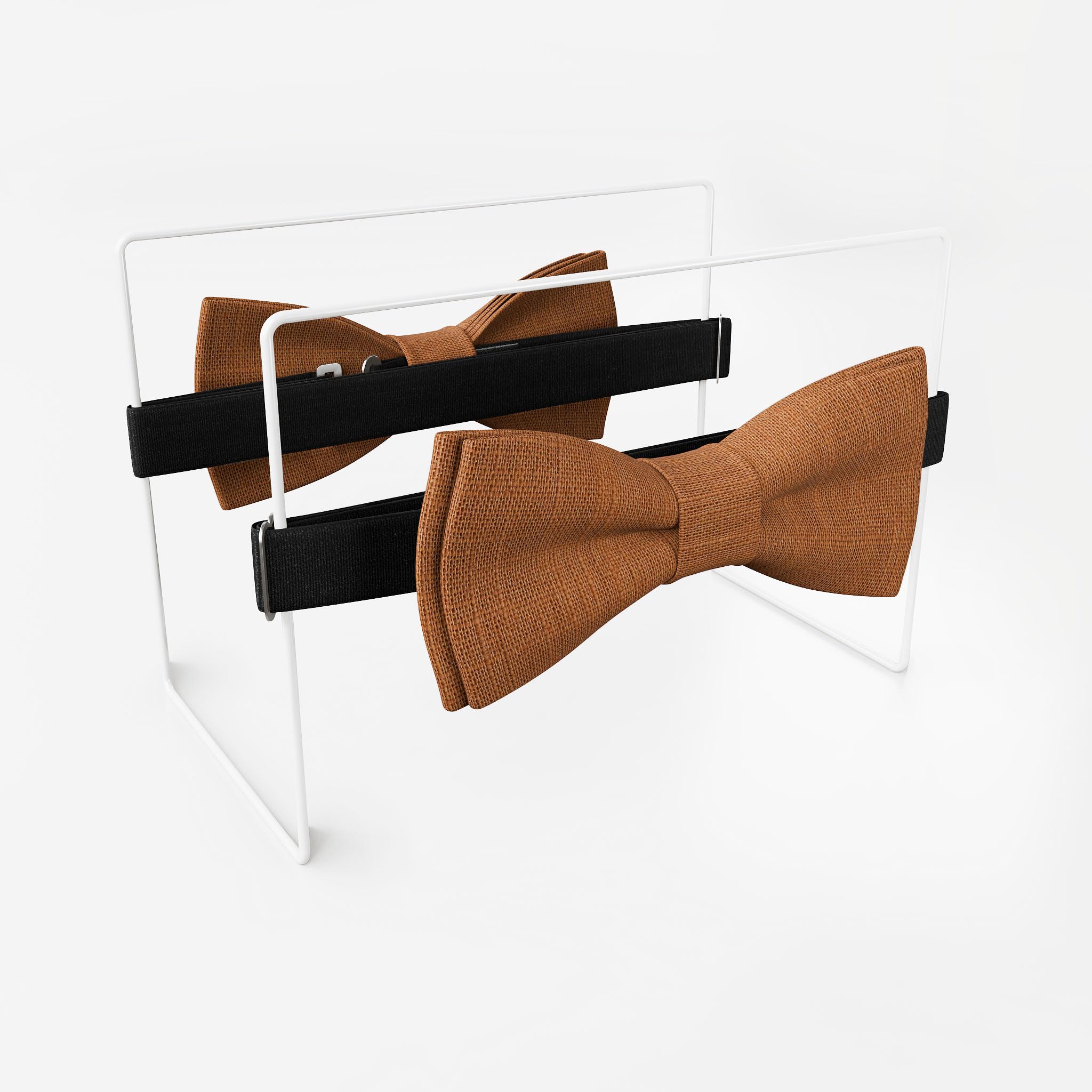 Papillon da Uomo in Lino | Arancione Marrone | Papillon da Matrimonio Vegano Pre-annodato | Opzionale con Fazzoletto da Taschino & Bretelle | Large Batwing | Fatto a Mano in Germania