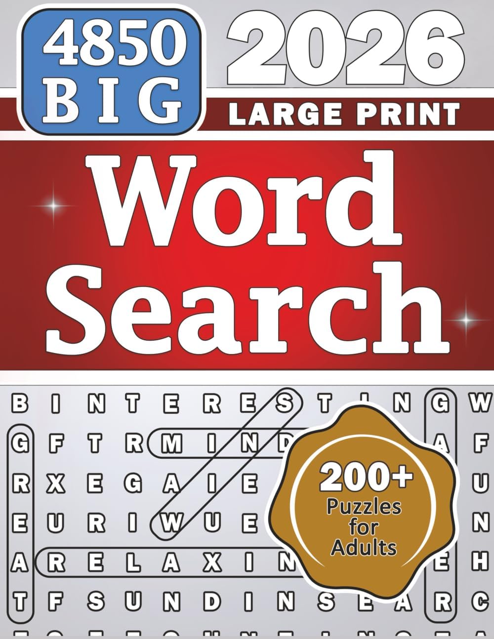 BIG 4850 Word Search Large Print for Adults: 200+ Puzzles (Happy Puzzling!) Paperback โ Large Print, May 18, 2024