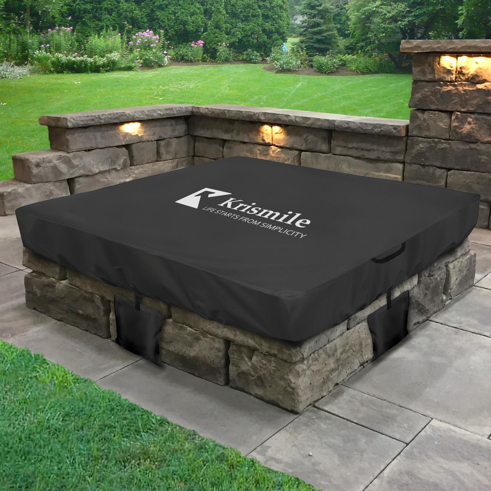Amazon.com : Outdoor Square Built In Fire Pit Cover,Heavy Duty 600D ...