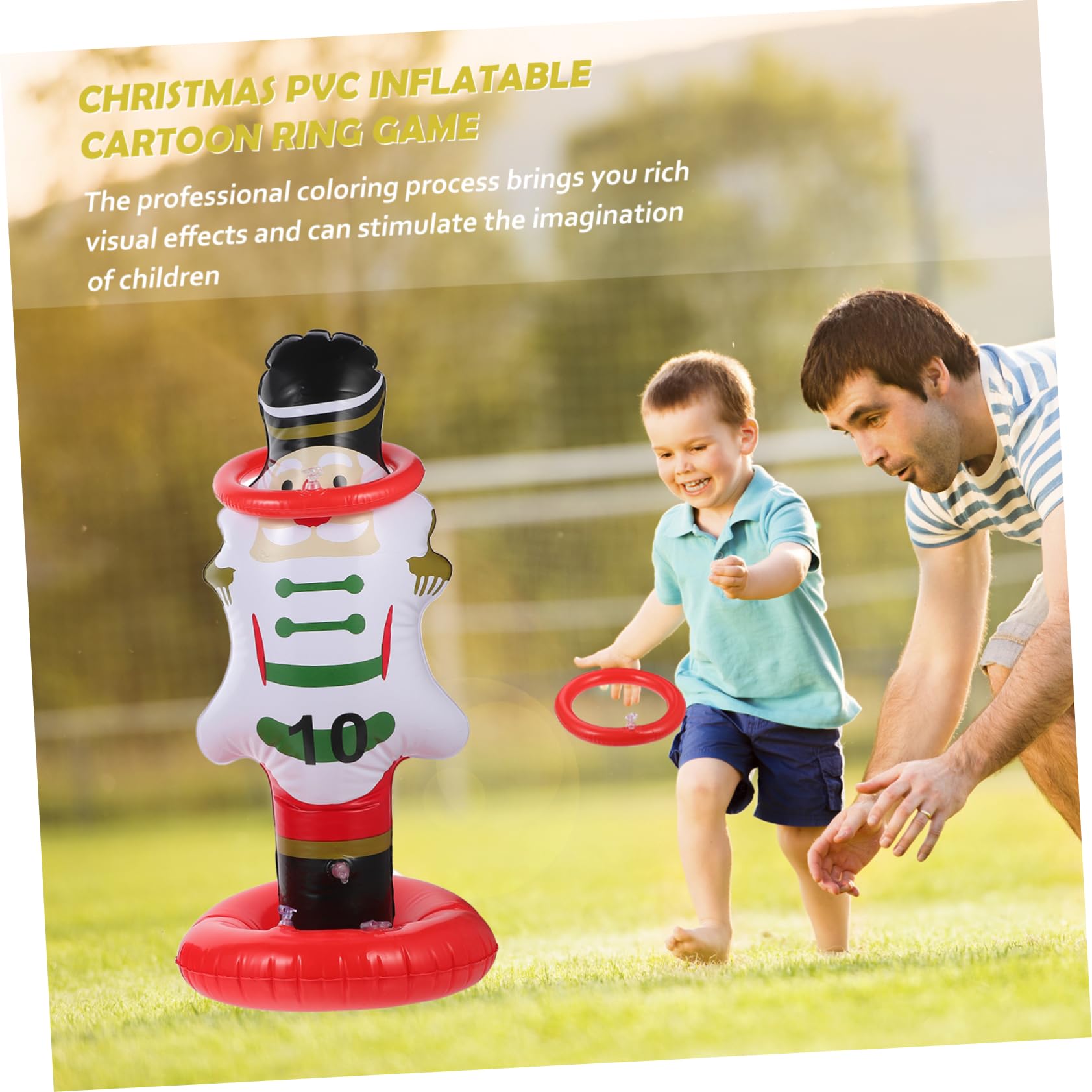 GOOHOCHY 15pcs Christmas Party Games Inflatable Nutcracker Ring Toss Ideal for Yard or Indoor Carnival Random Style