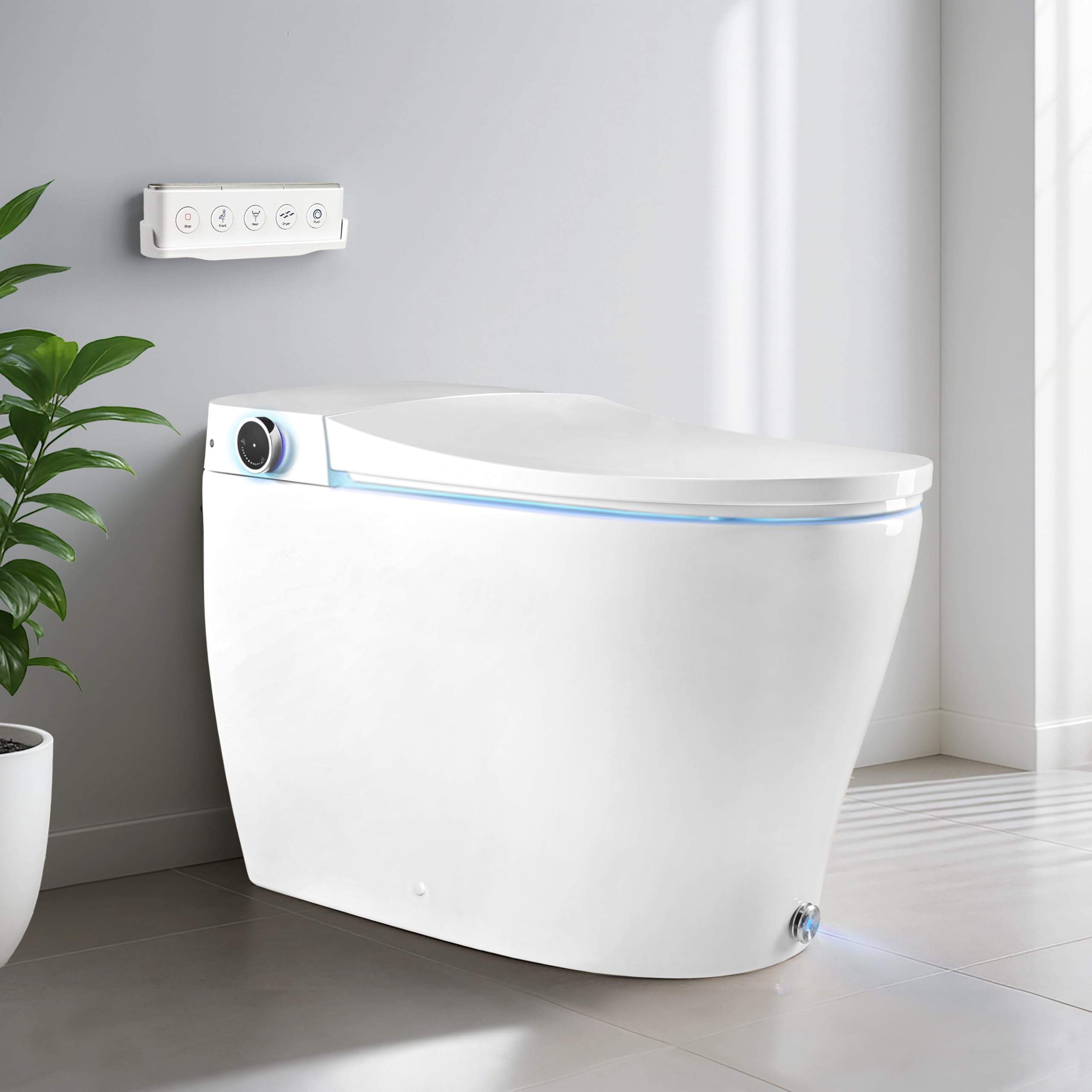 BidetMate 6000 Series Intelligent Bidet Japanese Toilet Combination – Hands-Free Open/Close toilet and bidet – Instant Heated Water, Dryer, & Seat – Quick Drying Cyclone-Dri, Auto Flush, Night Light