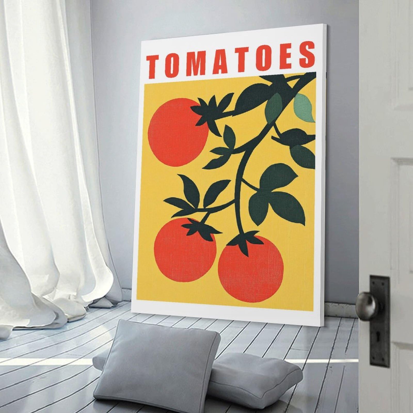 Junmoney Frame-Style-2 Canvas Wall Art Tomatoes Minimalist Kitchen Art Print, 20X30inch(50X75cm), For Lounge, Study, Hallway Or Flat Walls, Canvas Wall Art That Fits Changing Layouts
