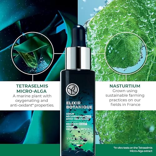 Miniatura 3 de Yves Rocher Elixir Botanique Recovery Night Serum, suero facial para revitalizar y fortalecer la piel, 1.01 onzas líquidas
