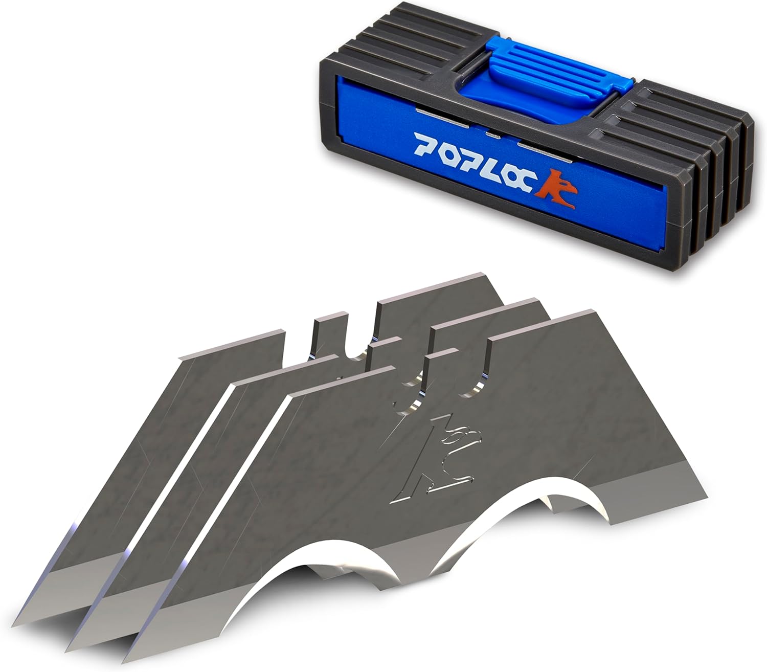Poplock Hook Blades for Utility Knife, 20 Pack SK2 Steel Hook Utility Knife Blades, Long-Lasting Wide R-Curve Design for Roofing, Carpet & Cardboard – Fits Standard Box Cutters