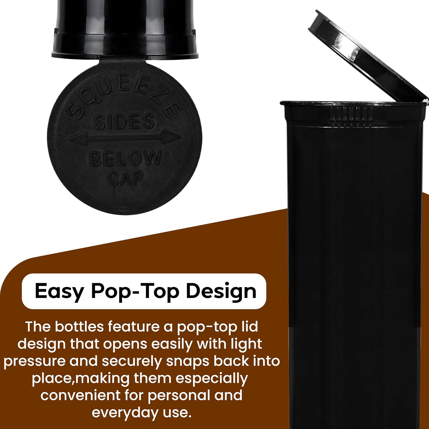 Human Objects | 13 Dram Pop Top Pill Bottles - 315 Count - Opaque Black - Bulk Pill Organizers for Gummies, Medication, Vitamins, Fish Oil, Supplements, & More