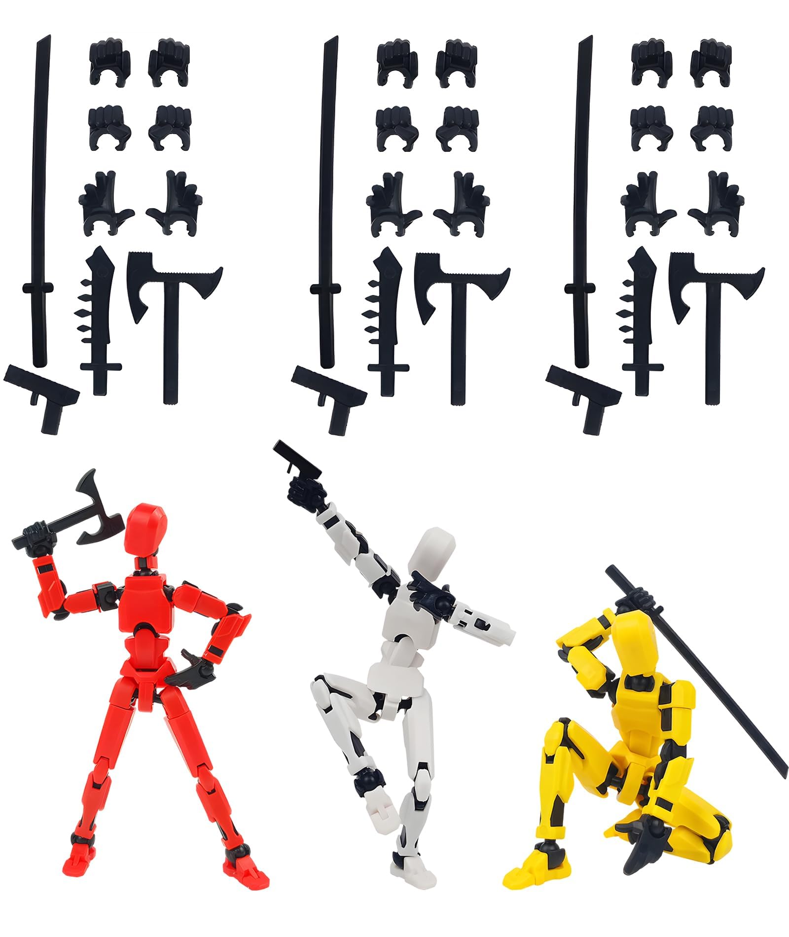 3 Multi-Jointed Action Figure Toys, T13 Action Figure Set with Yellow White Red Figures, Highly Articulated Stick Titan Figures for Collectors and Enthusiasts-picture-20