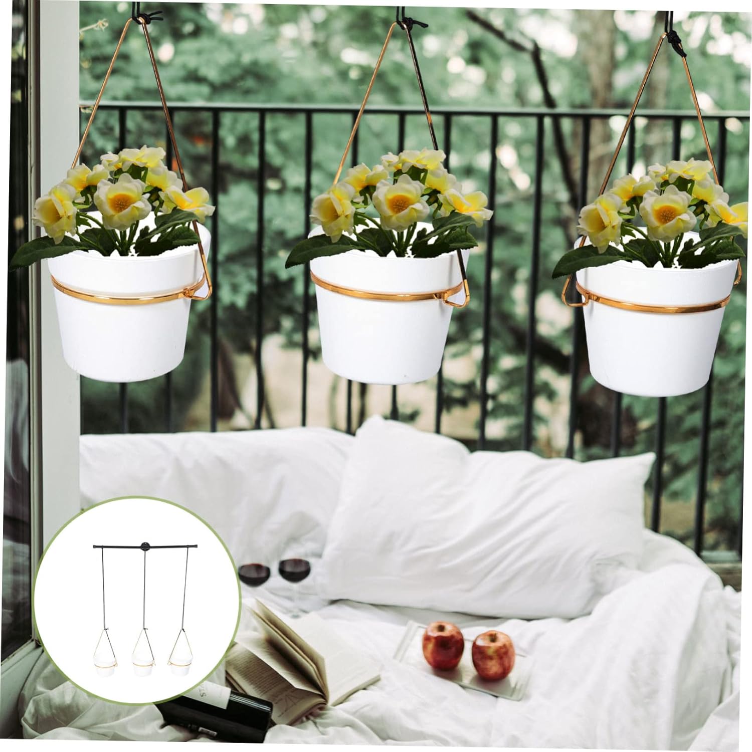 UKCOCO Indoor Hanging Plant Holder Removable Flowerpot Rack for Ceiling Space-Saving Planter Display for Home Decor for Orchids and Indoor Plants