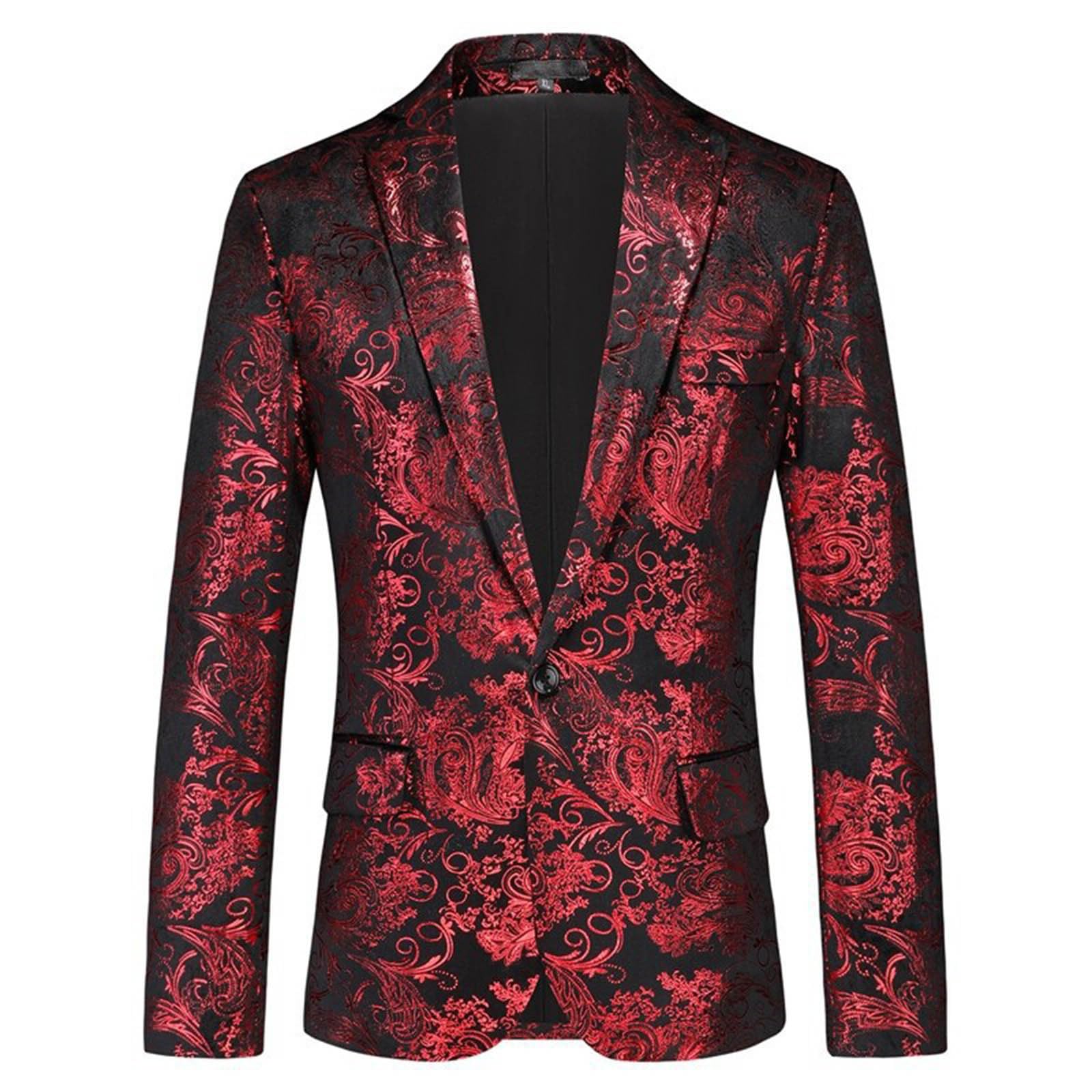 Americana Hombre Verano - Traje De Moda para Hombre Chaqueta Ajustada De Un BotóN Chaqueta De Traje con Estampado Oscuro De Perfil Bajo Chaqueta De Traje para Cena De Boda Y ActuacióN En El Escenario