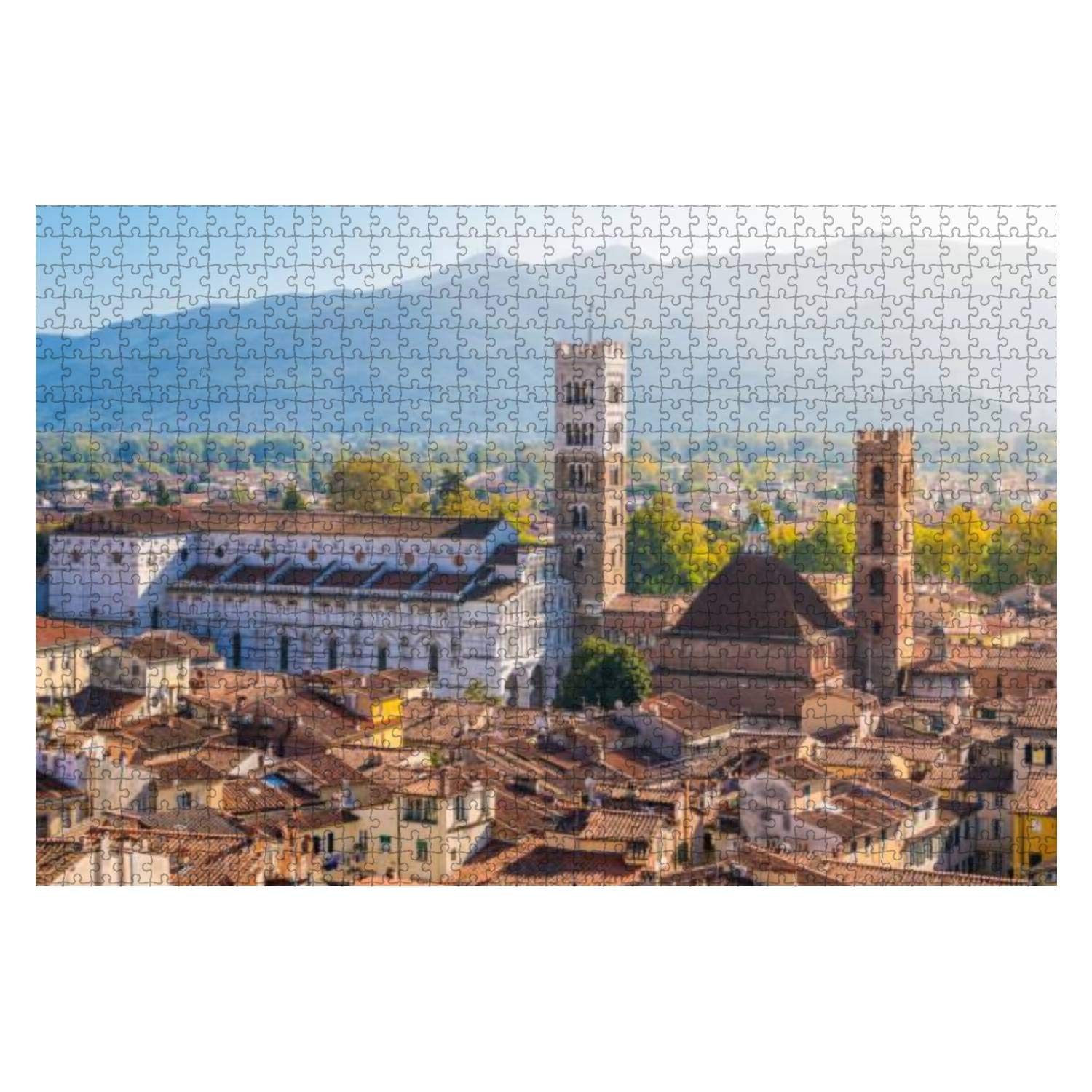 Panoramic sight in Lucca with the Duomo of San Martino Tuscany Italy 1000 Pieces Wooden Jigsaw Puzzles for Adults Decompression DIY Children Educational Puzzles Creative Games Toys Gift Home Decor