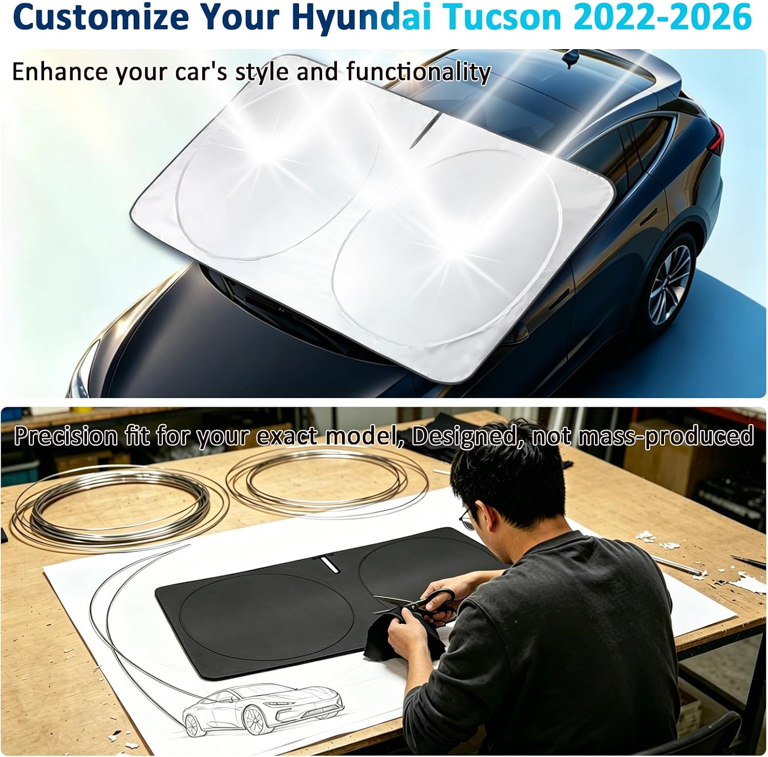 Car Windshield Sun Shade for Hyundai Tucson 2022-2026 image 3