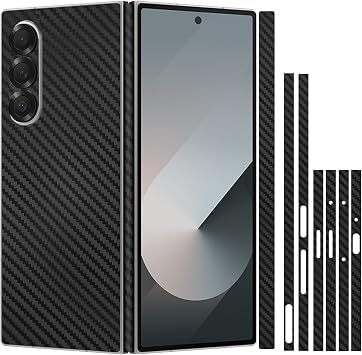 for Samsung Galaxy Z Fold 6 Skin Wrap Using 3M 2080 Phone Sticker Black Carbon Fiber Film Vinyl Ultra Decal Glass Protector for Back Hinge Side Borders Camera