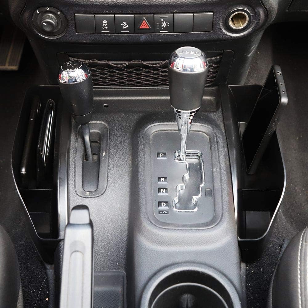 JK Console Organizer, Auto Gear Shift Storage Box Center Console Organizer Tray Console Side Pocket Organizer Phone Storage Compartment for 2011-2018 Jeep Wrangler JK JKU Rubicon Sport Sahara