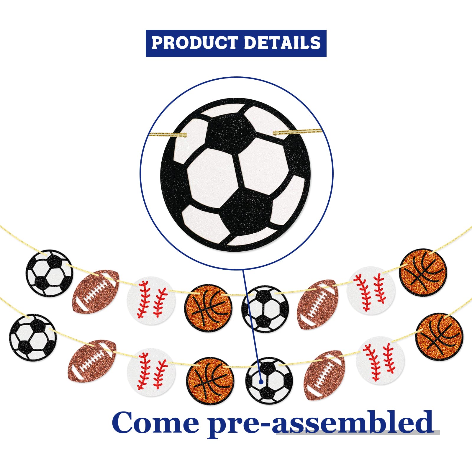 Fußball-Party Dekoration Banner - 2 Sets, Je 8 Karten, 12 Cm Durchmesser, Für Geburtstag & WM-Feier