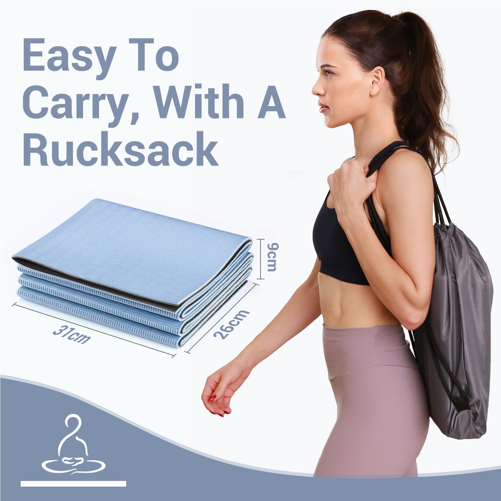 Avoalre Tappetino Yoga Antiscivolo Pieghevole, Tappetino Yoga Antiscivolo in PVC Spesso 5 mm Facile da Piegare per Fitness Yoga Esercizio Pilates Sport, 173x61CM