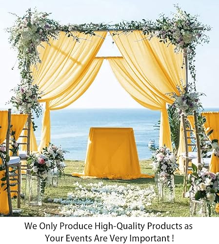 Miniatura 2 de ShinyBeauty Cortinas de gasa doradas, 2 paneles de 2.4 x 10 pies, cortinas de gasa transparente con bolsillo para barra, telón de fondo de fiesta