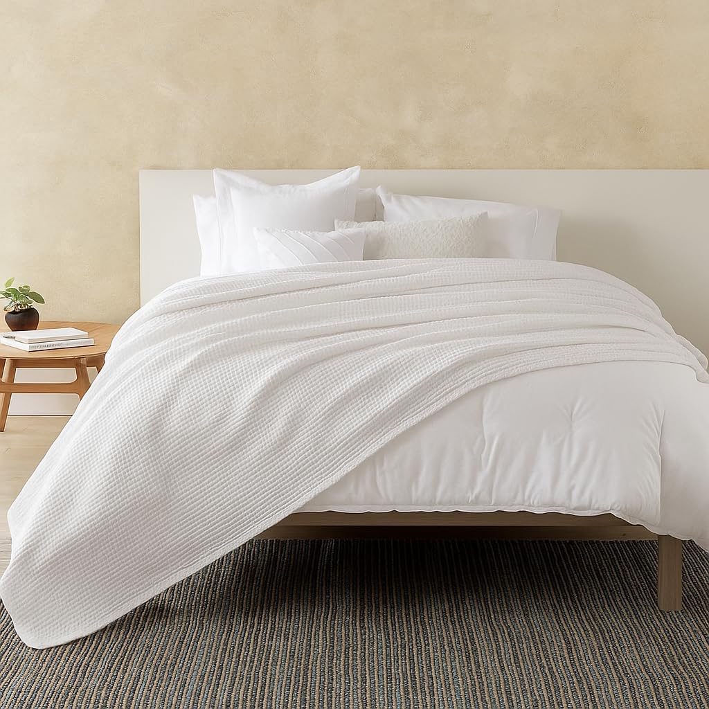 ARlinen 100% Tencel Cotton Waffle Blanket, Lightweight, Breathable, Soft All-Season Bed Blanket for Couch, Sofa, Perfect for Hot Sleepers, Twin (66x90), White - Image 2