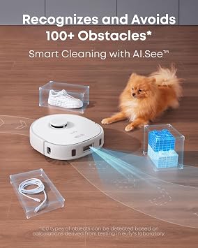 eufy X10 Pro Omni Robot Vacuum and Mop Combo, 8,000 Pa, Dual Mops with 12 mm Auto-Lift and Carpet Detection, AI Obstacle Avoidance, Auto Mop Washing&Drying, Self-Emptying, White