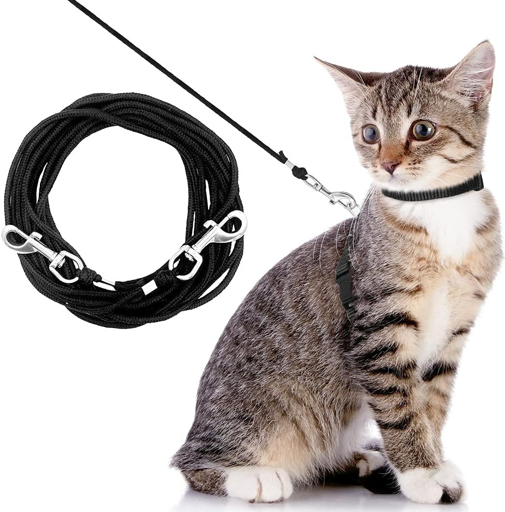 OFPUPPY Long Cat Leash - 15 FT Escape Proof Walking Long Leash for Yard, Safe & Durable Outdoor Training Leash, Braided Nylon Rope, for Kittens/Puppies/Rabbits/Small Animals