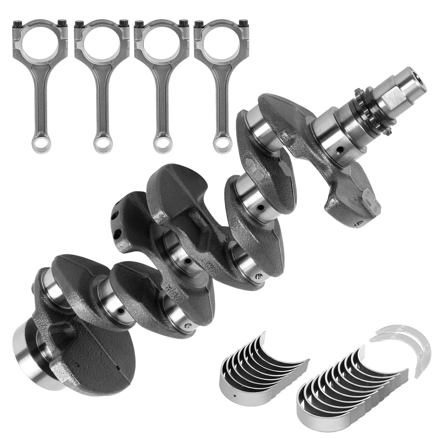 Crankshaft & Connecting Rod Bearings 1.6 Engine, Compatible with Hyundai Accent Veloster 2012-2017, Compatible with Kia Rio Soul 2012-2019, Repalce 23110-2B610 23110-2B600 23510-2B010 21020-2B100