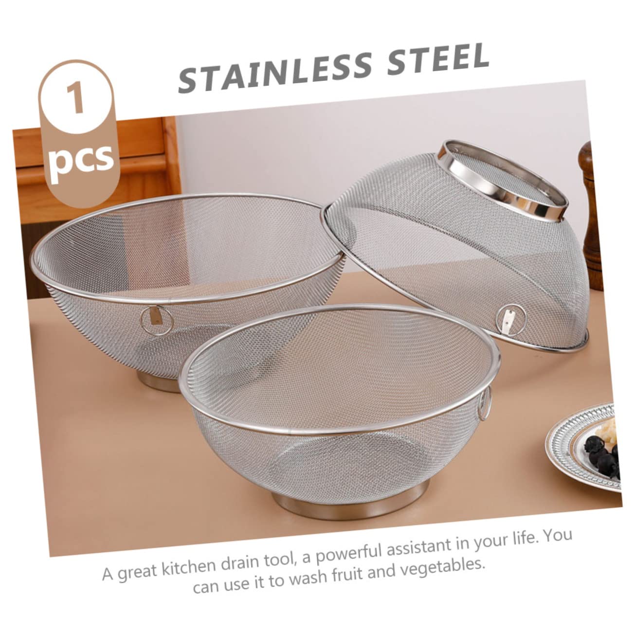 Ciieeo 3pezzi Bacinella Scolapasta Acciaio Inossidabile Per Lavare Verdure e Riso Pratica e Resistente Utensile Da Cucina Essenziale Per Casa e Ristorazione