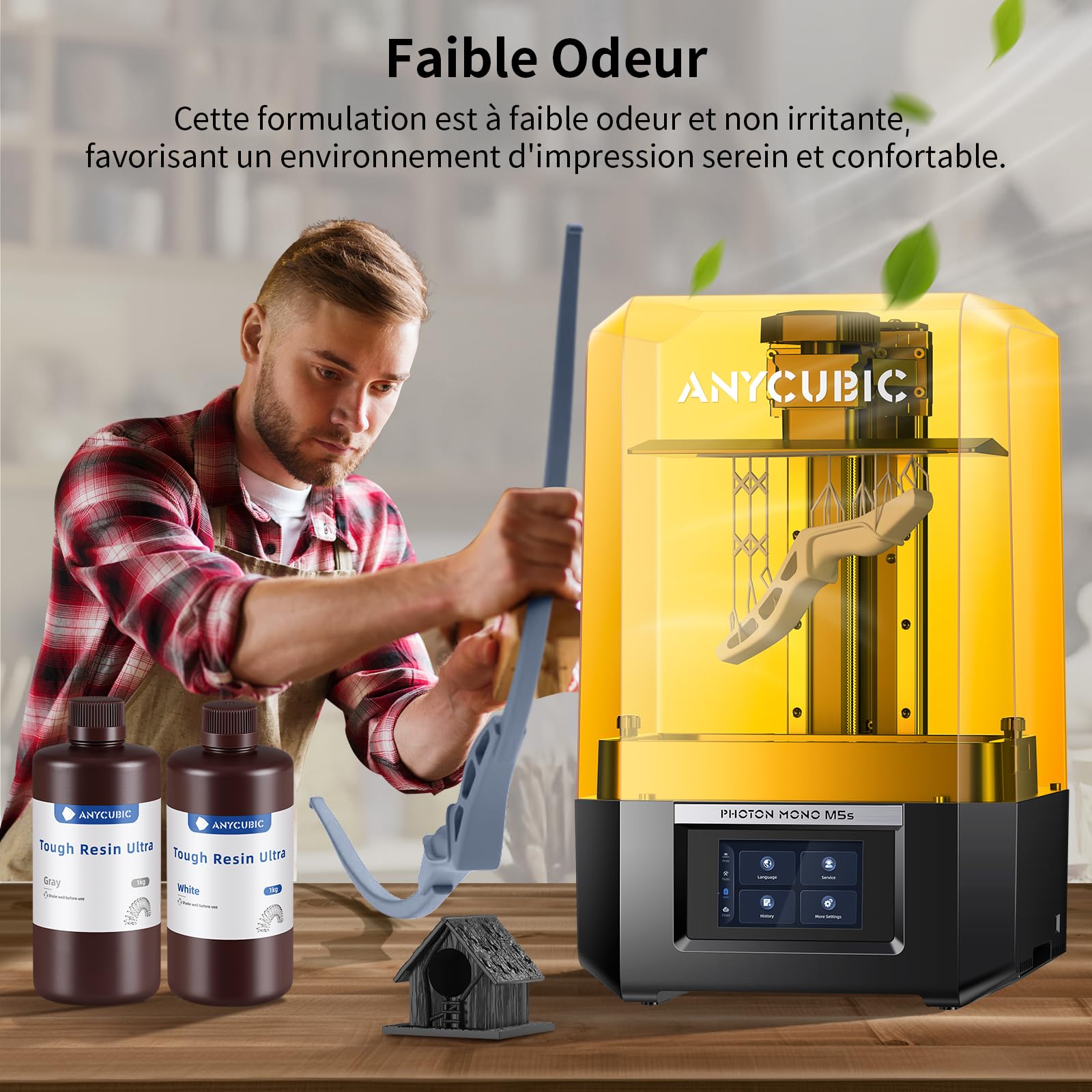 ANYCUBIC Ultra Tough Résine Pour Imprimante 3D, Ultra-Résistant, Résistance Durable aux Chocs, Flexibilité Exceptionnelle, Faible Odeur, Compatible avec Impressions 3D Résine LCD/DLP (Noir, 1000g)